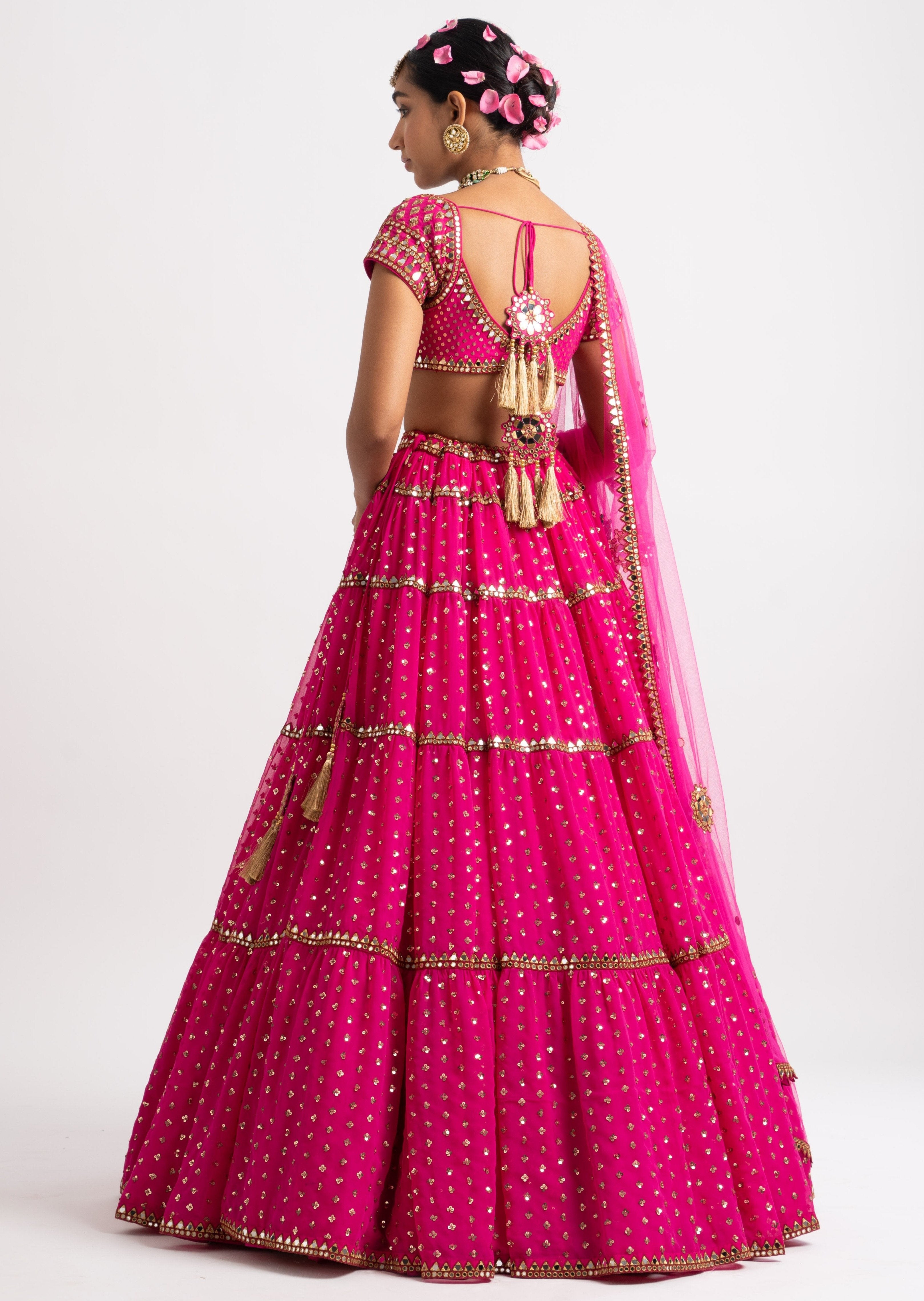 Fuchsia Multi Tier Lehenga Set