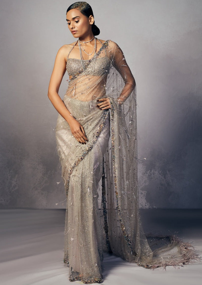 Carla Shimmer Tulle Sari Set