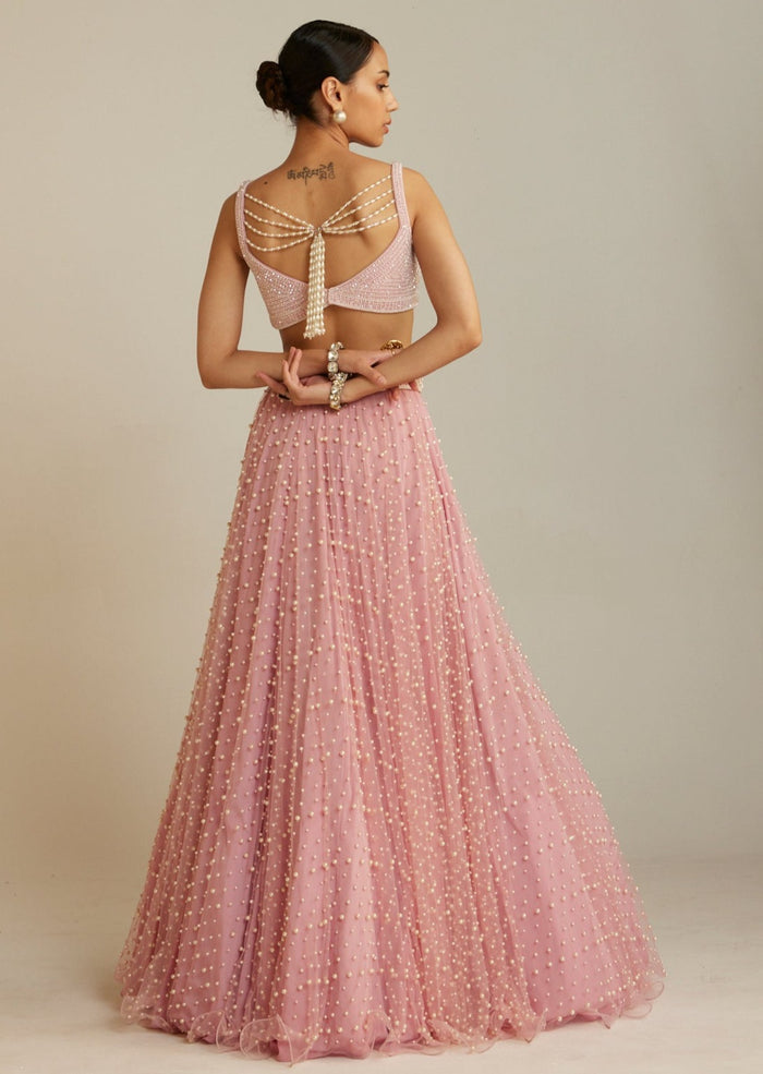 Powder Pink Flower Lehenga Set main image 1