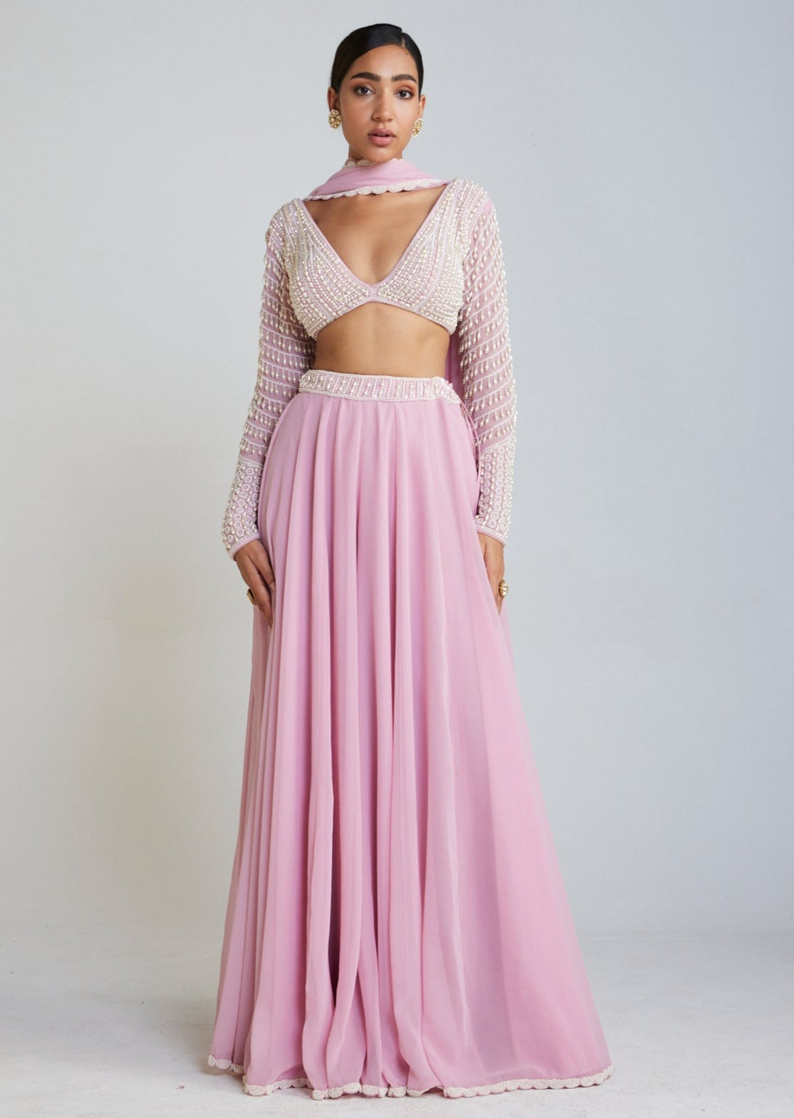 Powder Pink Lehenga Pant Set