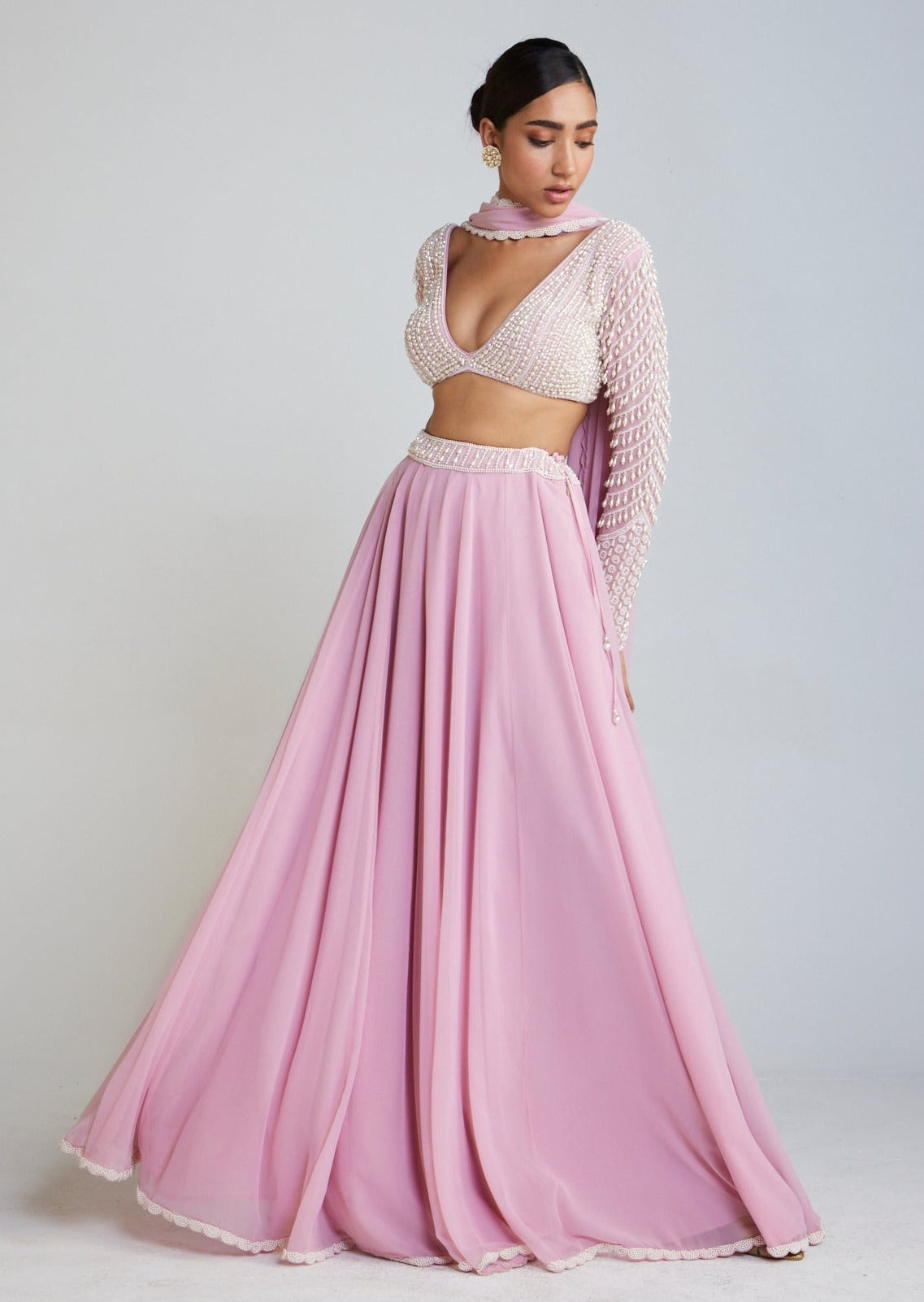 Powder Pink Lehenga Pant Set