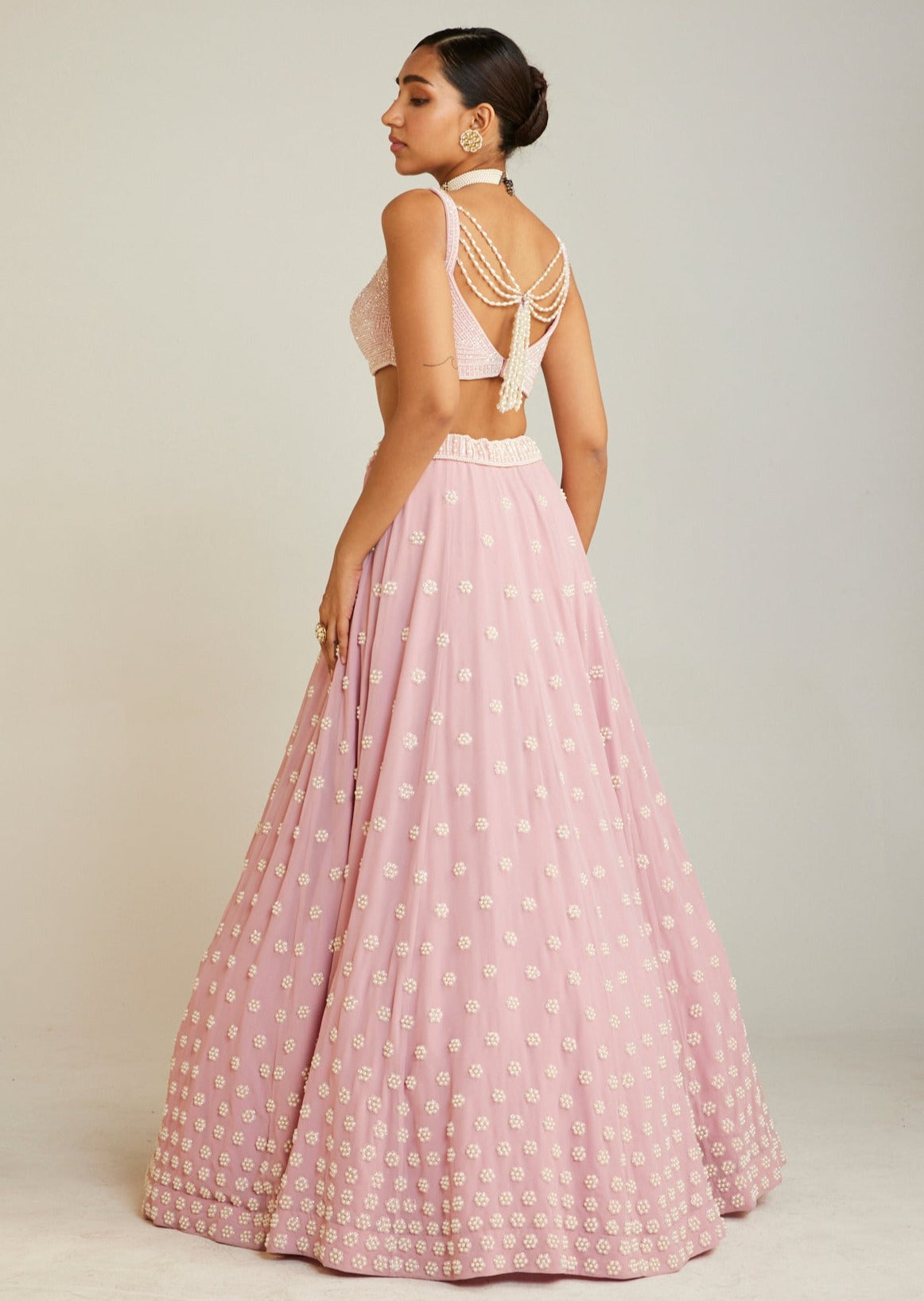 Powder Pink Flower Lehenga Set