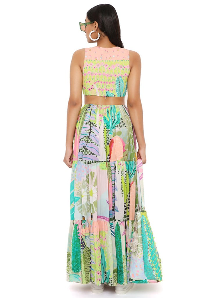 Emma Tropical Print Cut Out Dress