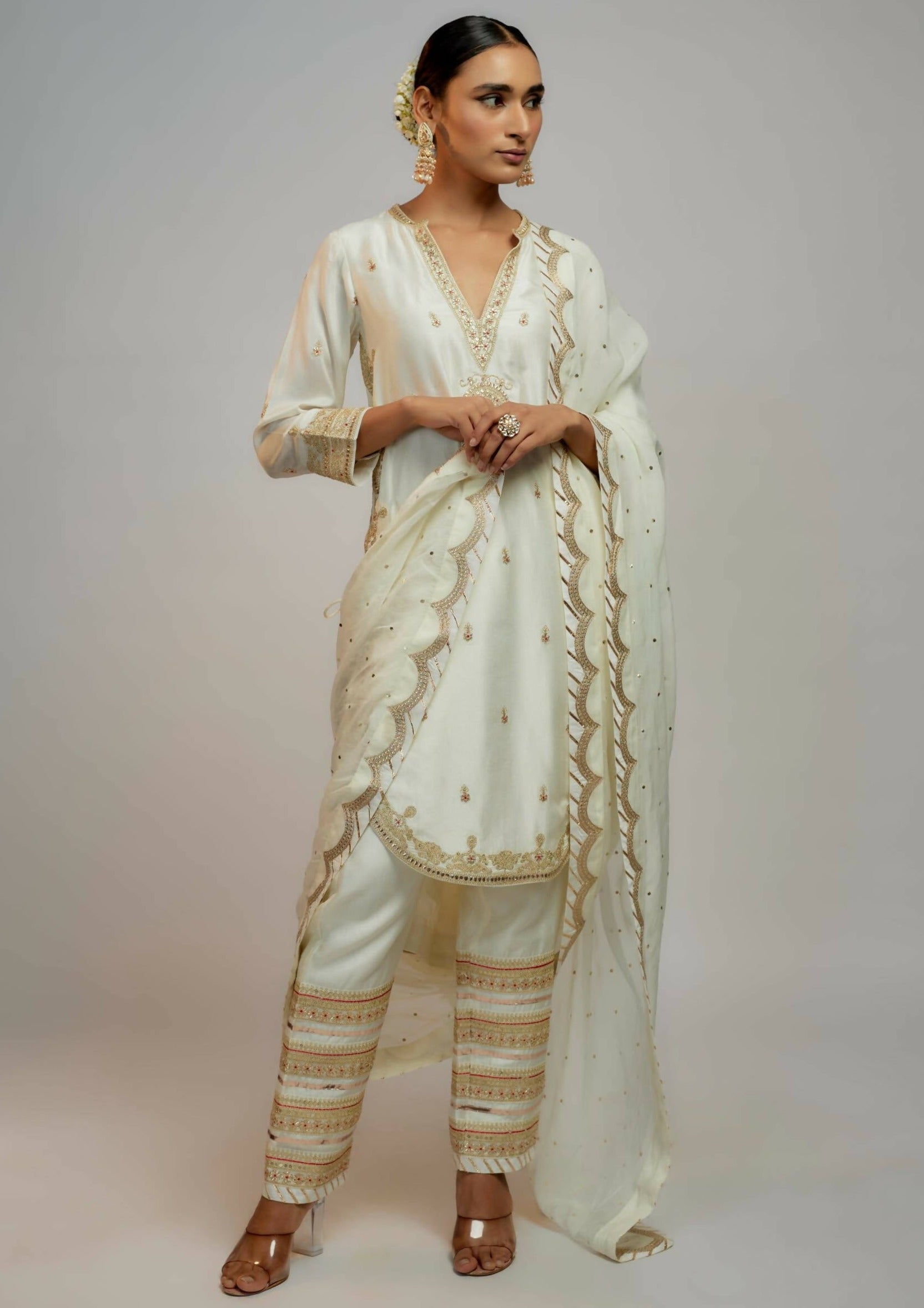 Tahira White Pant Set