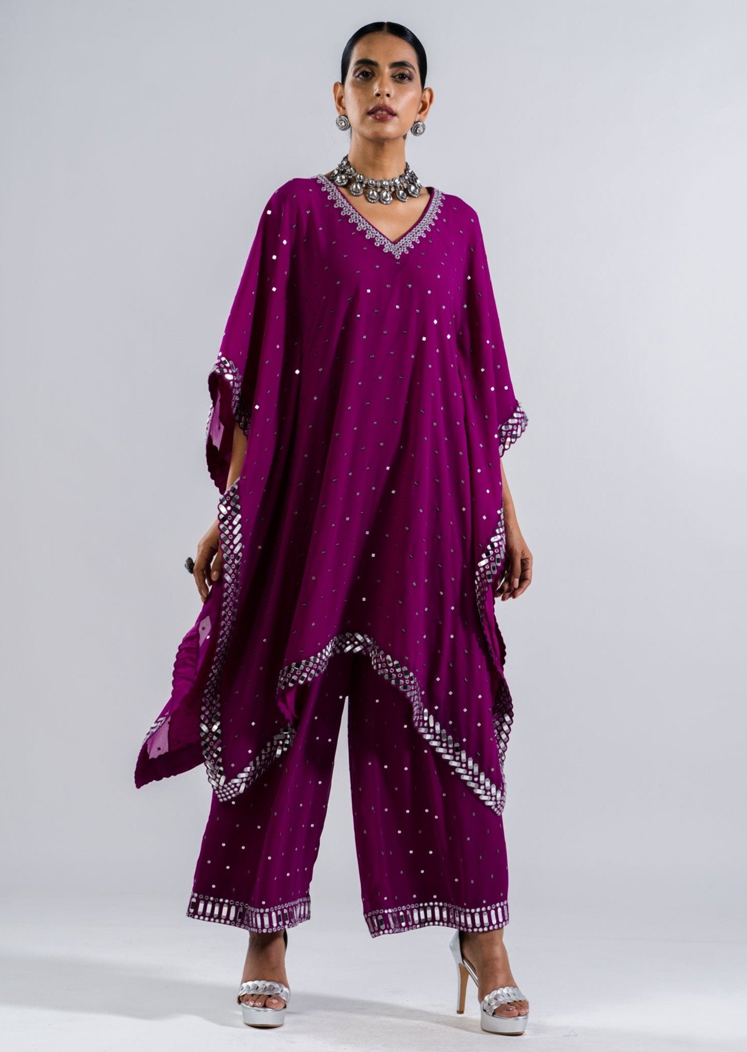 Pop Wine Kaftan Set