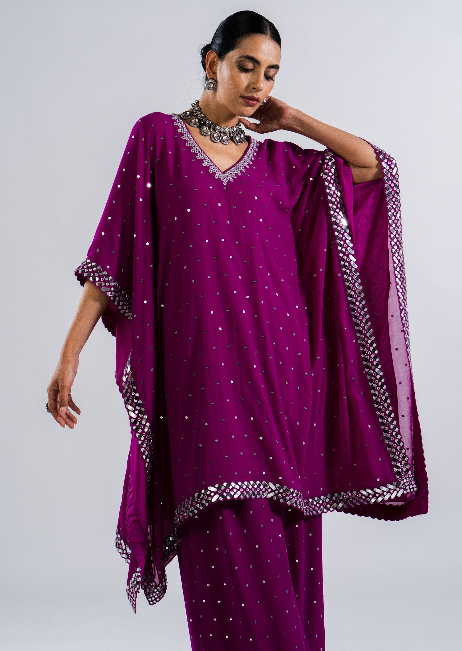 Pop Wine Kaftan Set