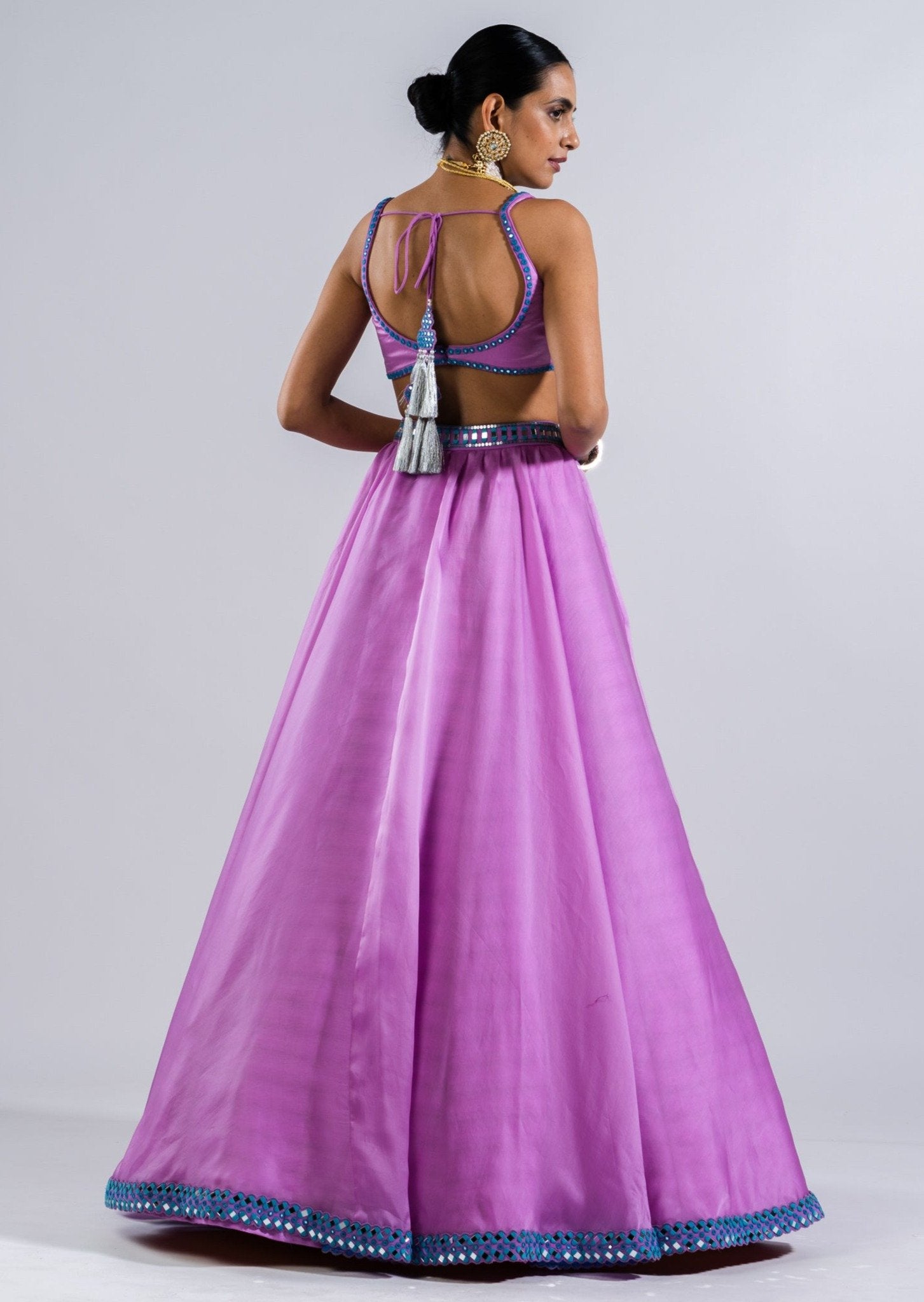 Mauve Satin Organza Lehenga Set