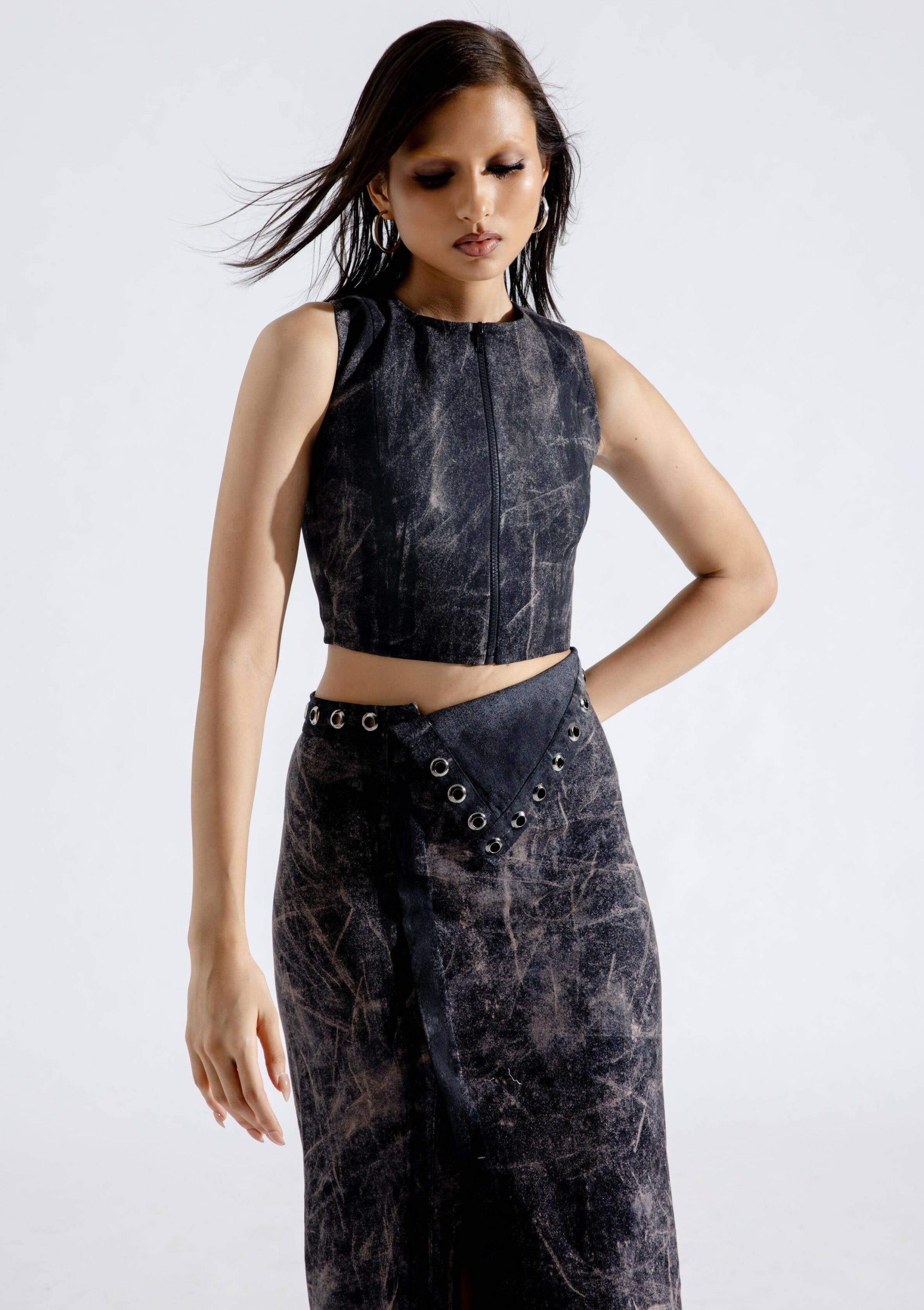 Steel Grunge Flap Skirt