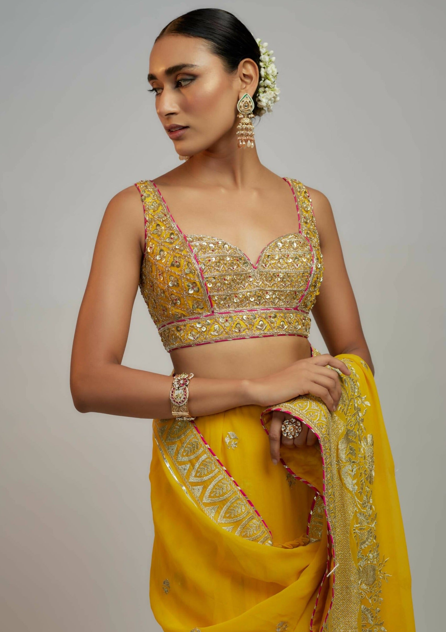 Imroz Yellow Sari Set