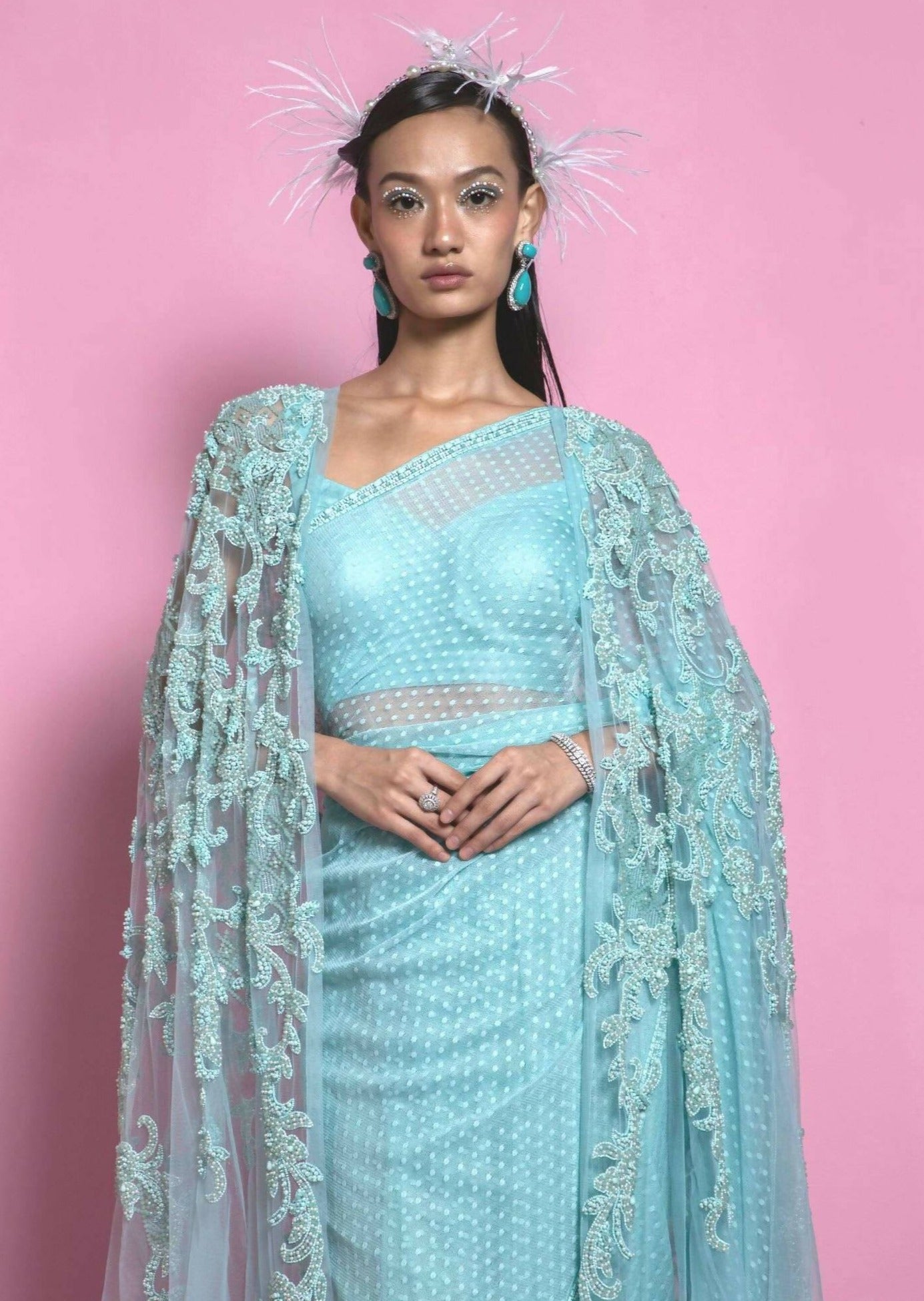 Atlantis Cape Sari Set (Blue)