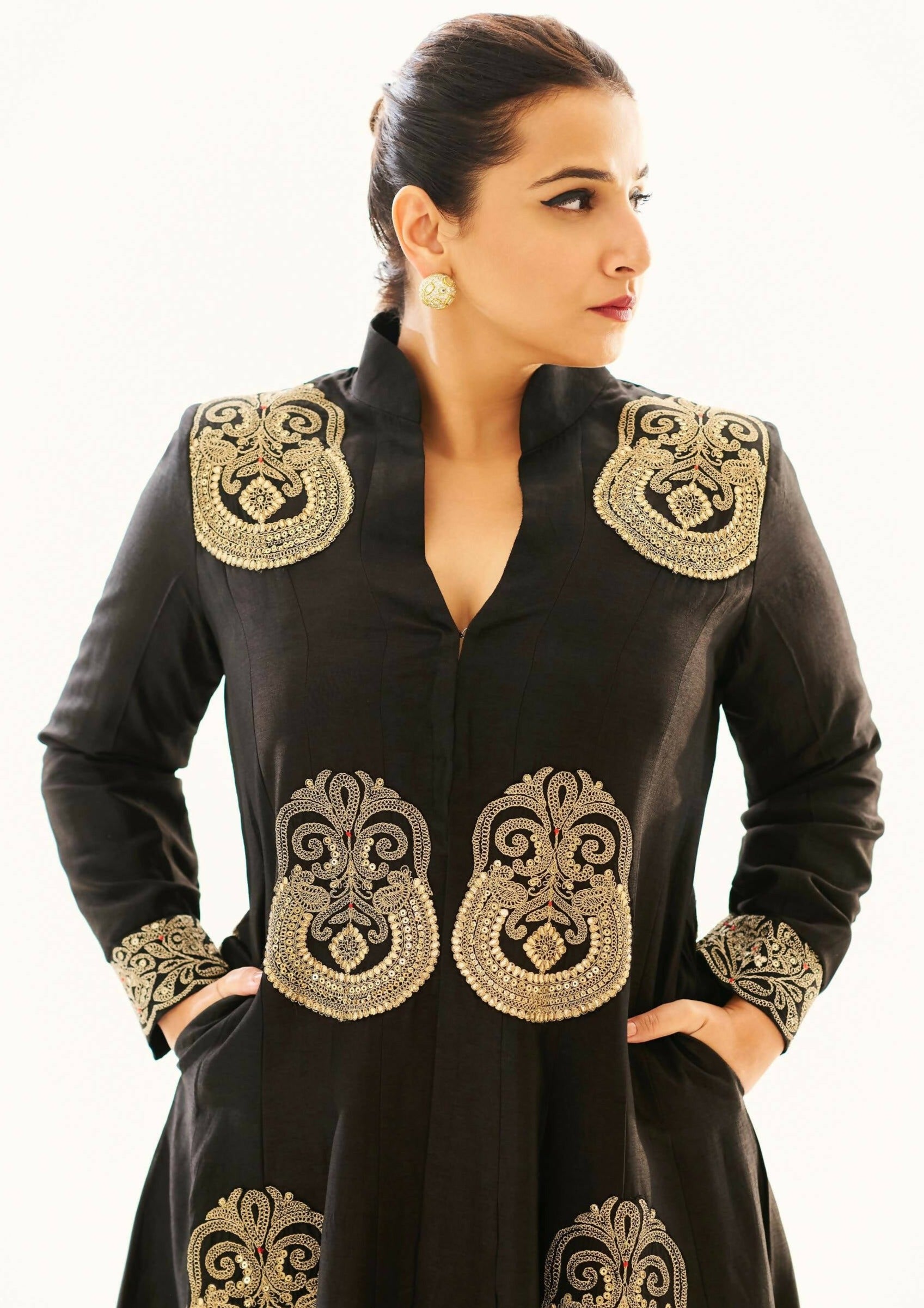 Vidya Balan Black Fo Jacket Set