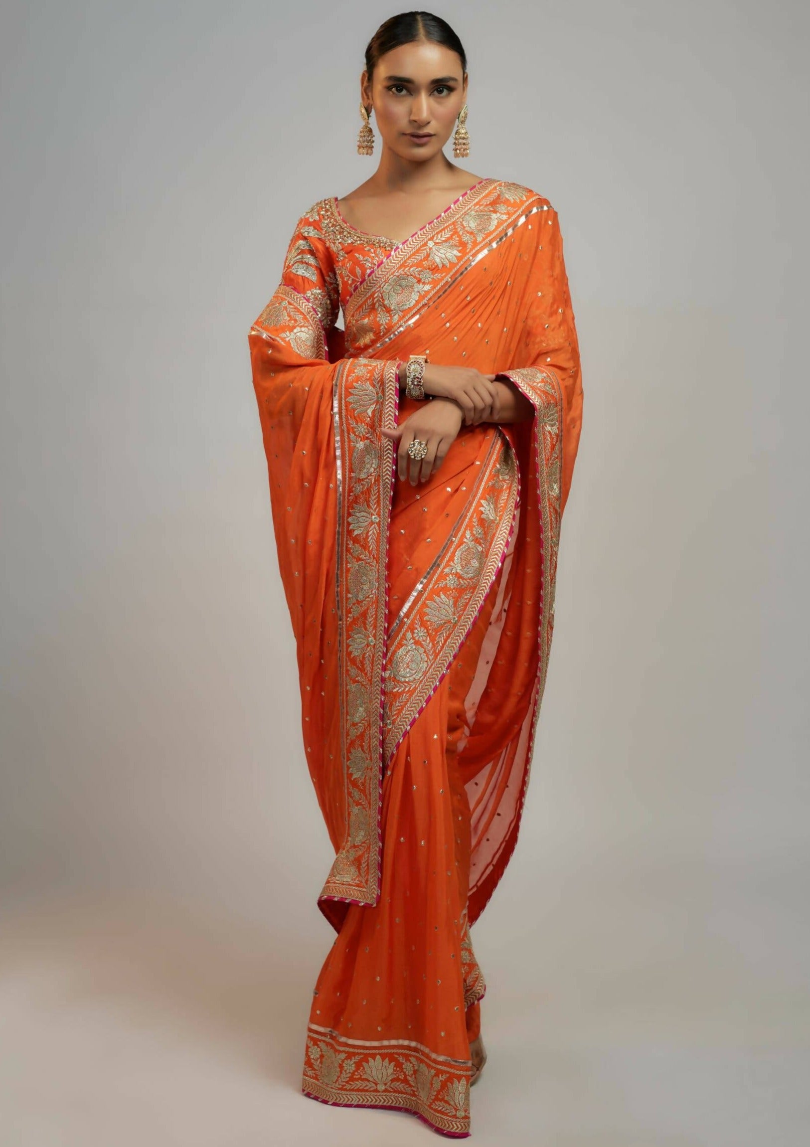 Fez Orange Sari Set