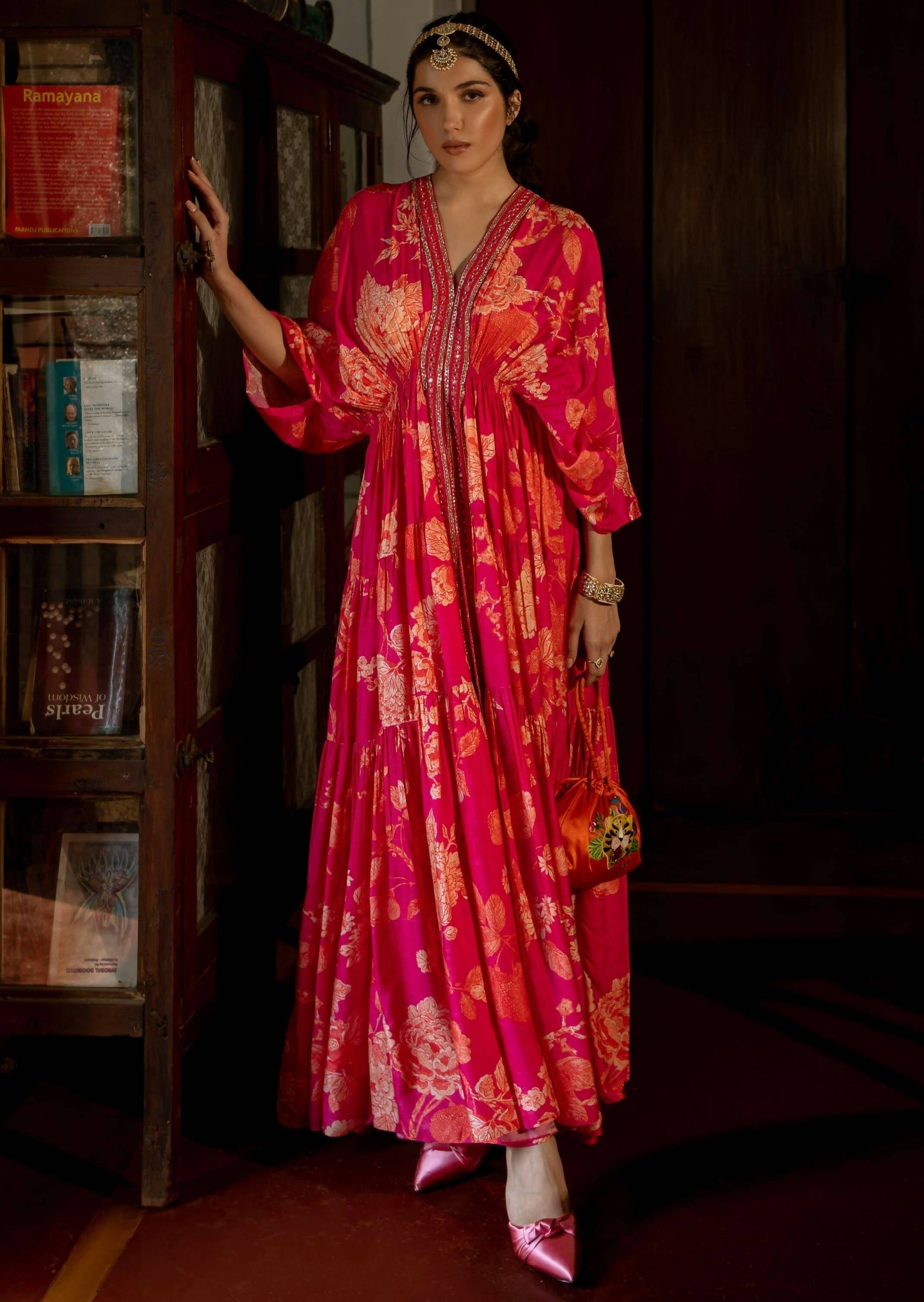 Flourishing Floral Jaal Kaftan Set