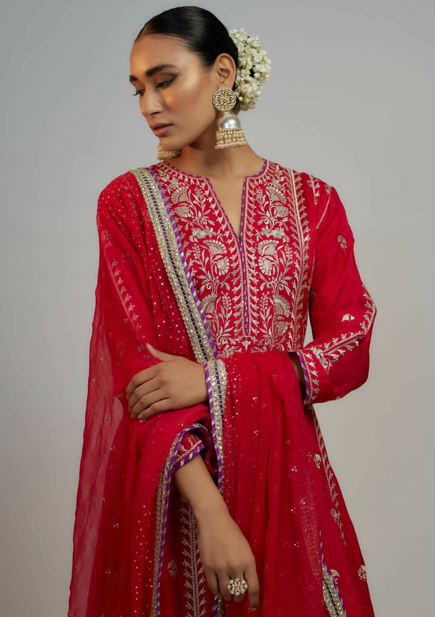 Aarohi Red Anarkali Set