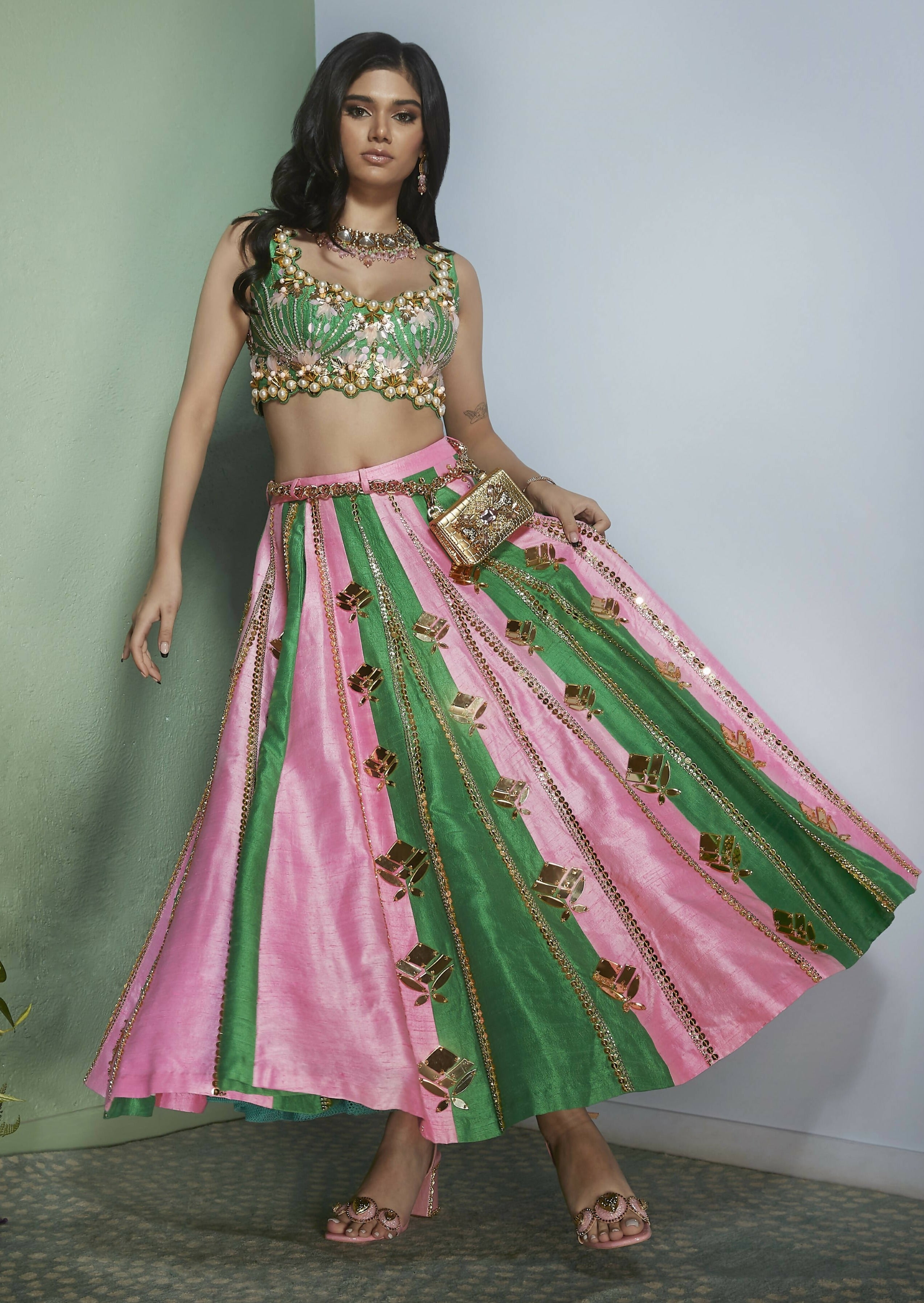 Marvelous Parrot Green And Rani Pink Silk Lehenga Choli. #lehenga #lehengas  #weddingwear #b… | Designer lehenga choli, Wedding lehenga designs, Simple  lehenga choli