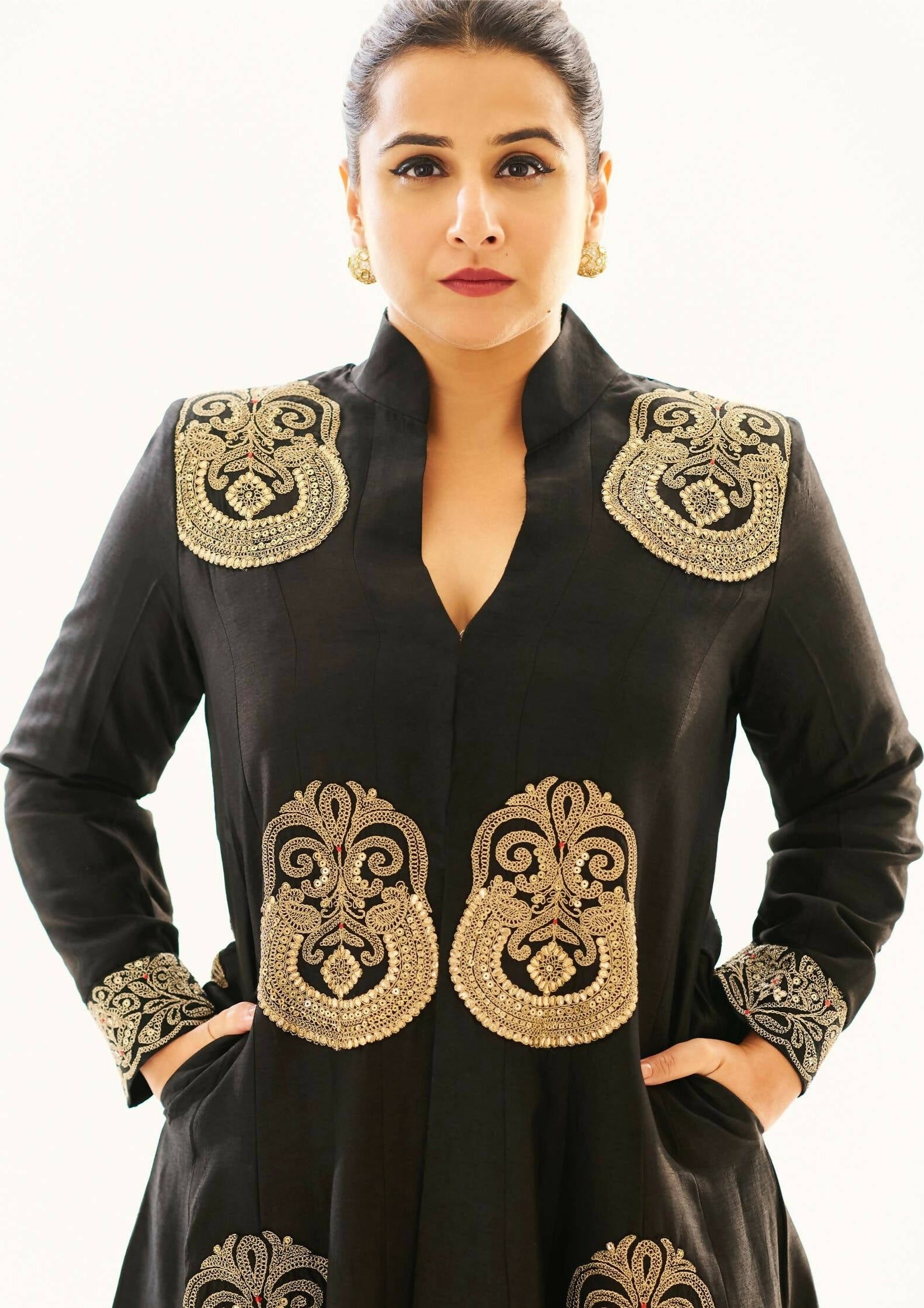 Vidya Balan Black Fo Jacket Set