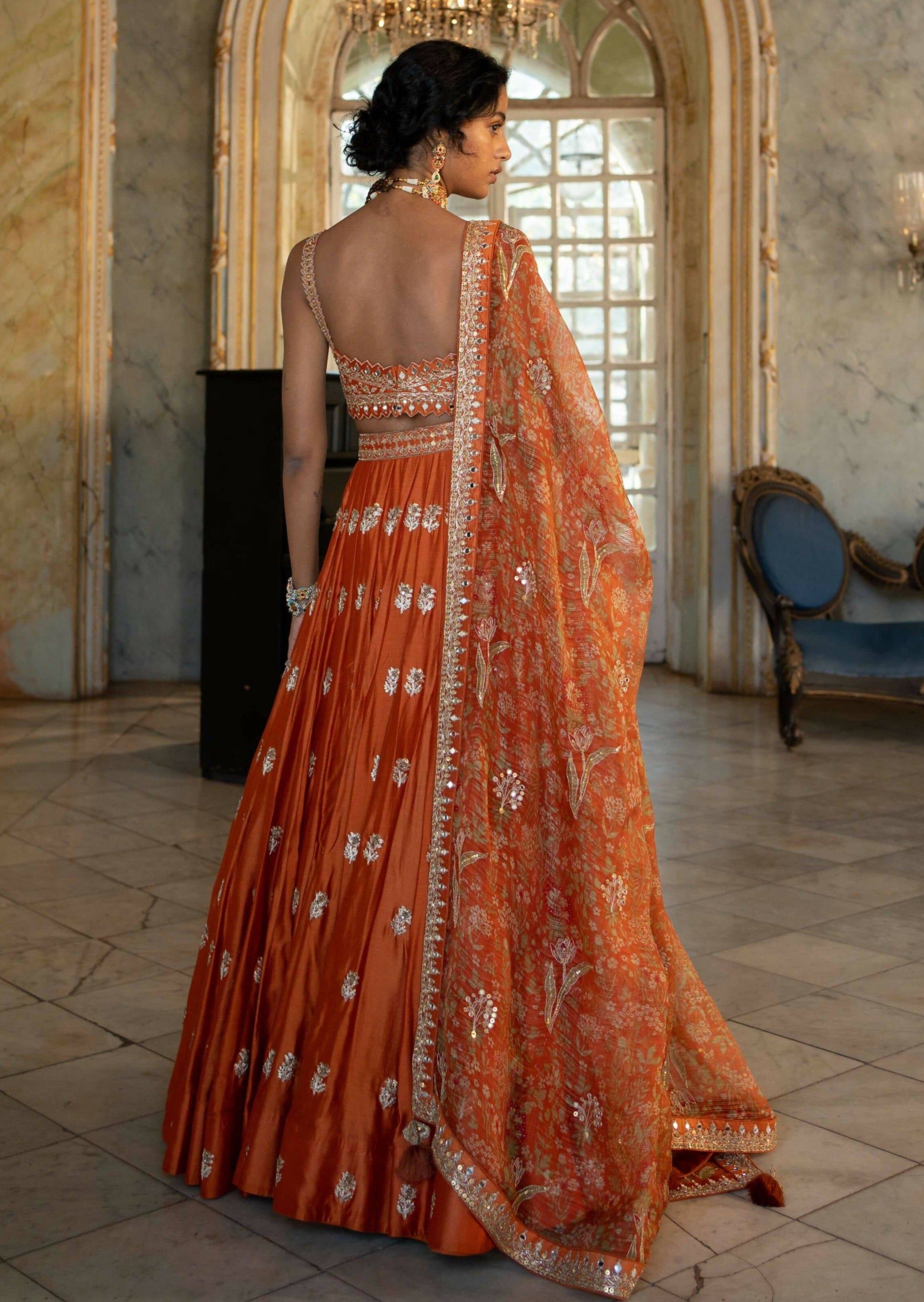 Burnt Orange Lehenga Set