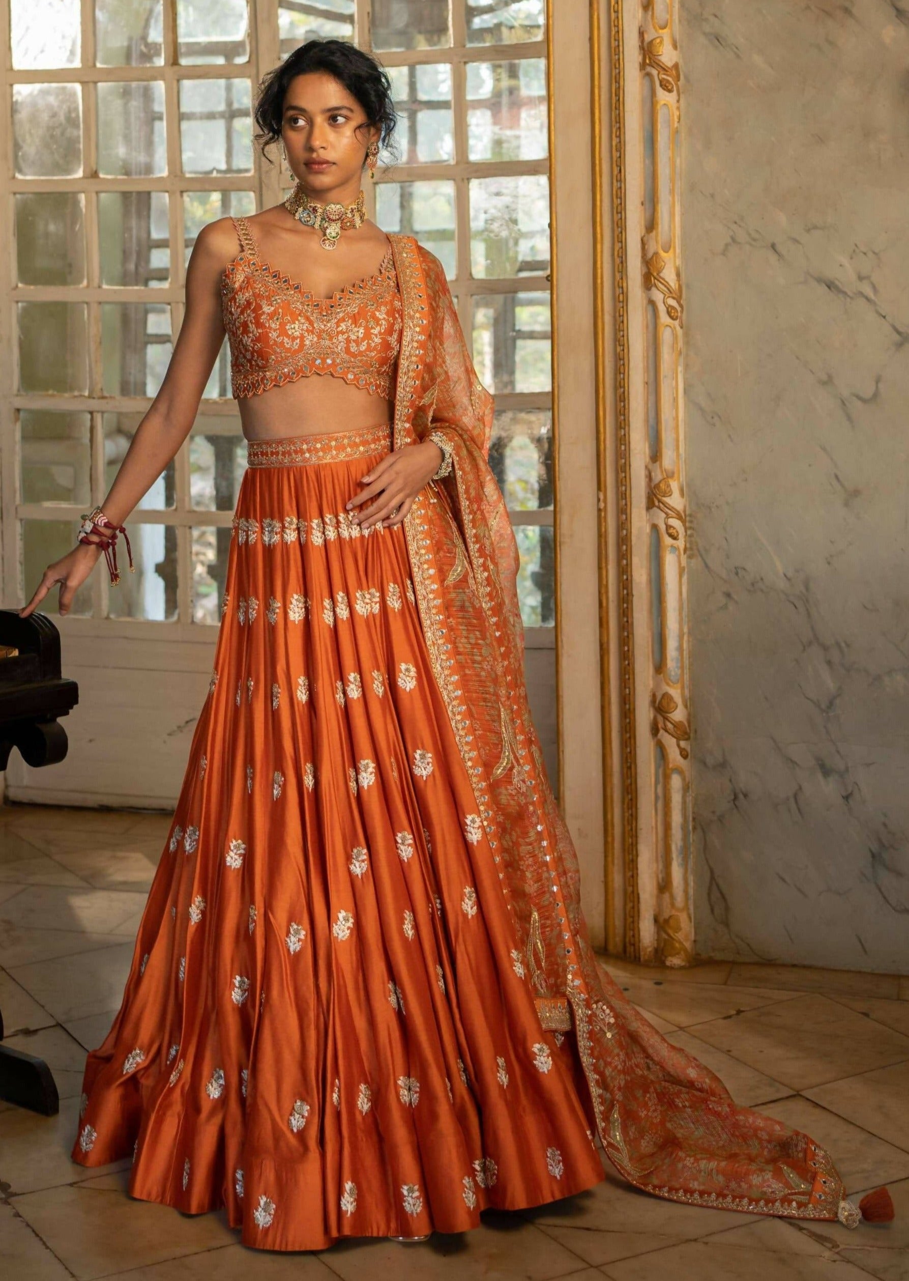 Burnt Orange Lehenga Set