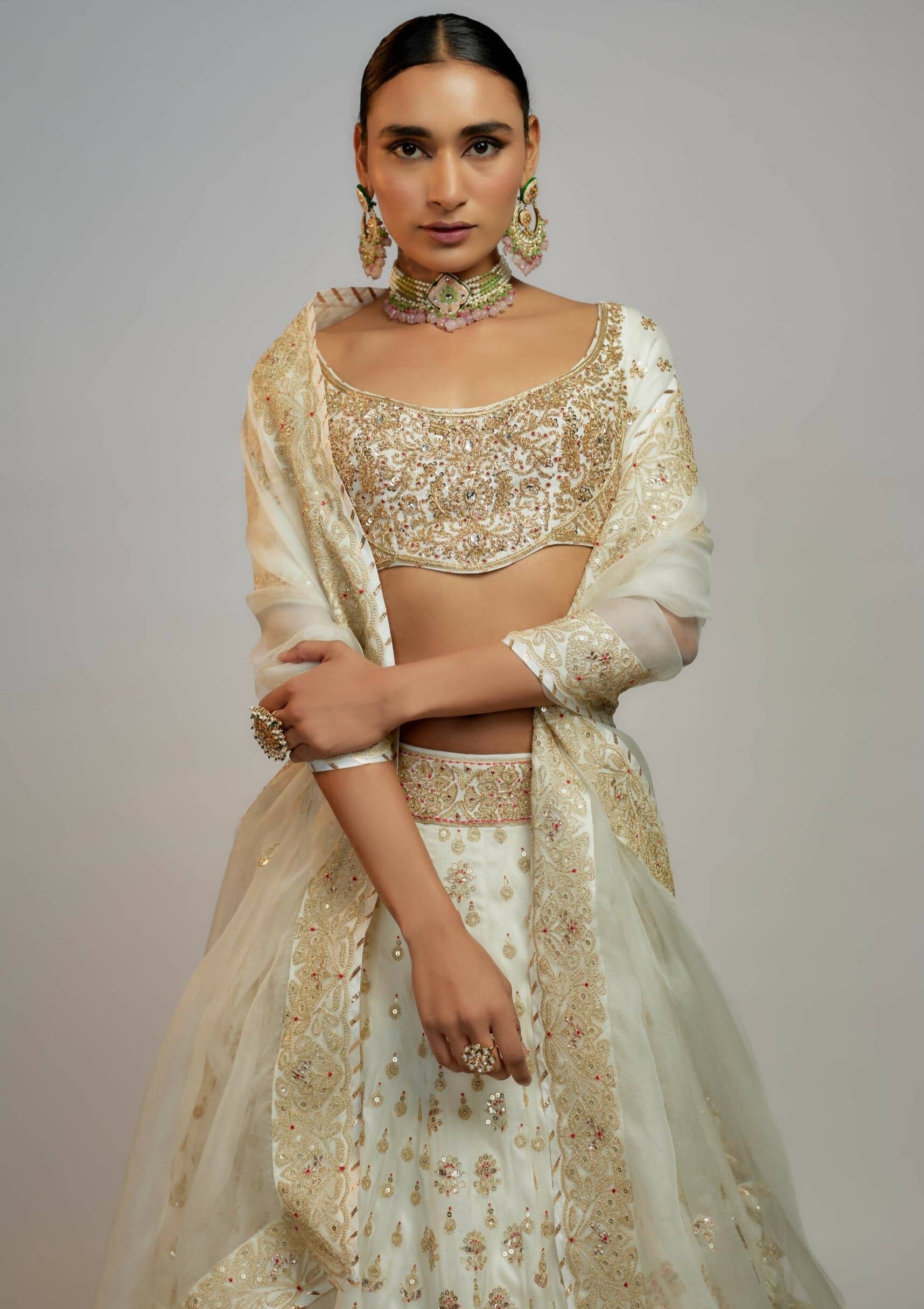 Shahi White Lehenga Set