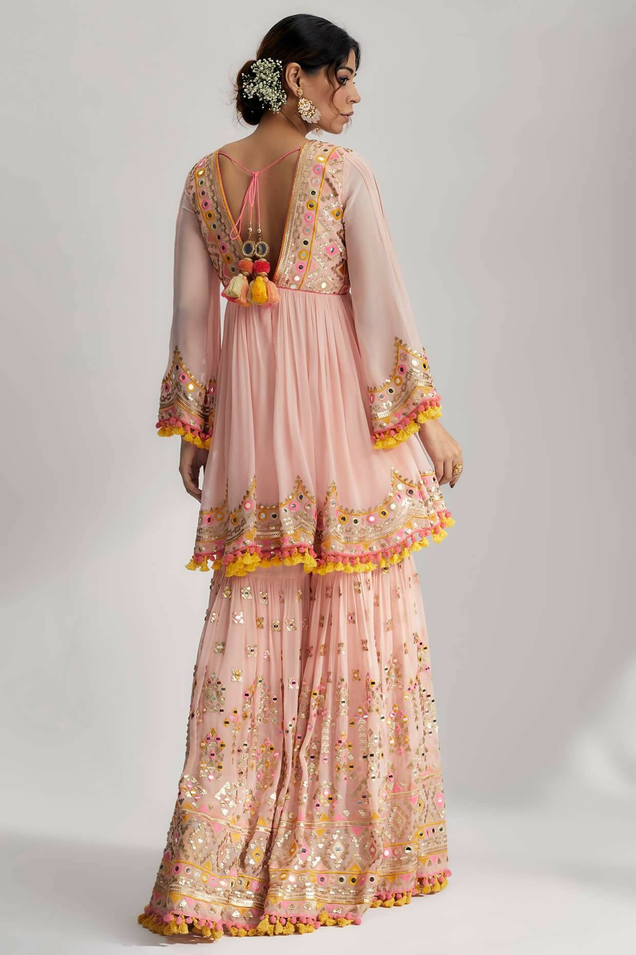 Pink Zohra Peplum with Sharara