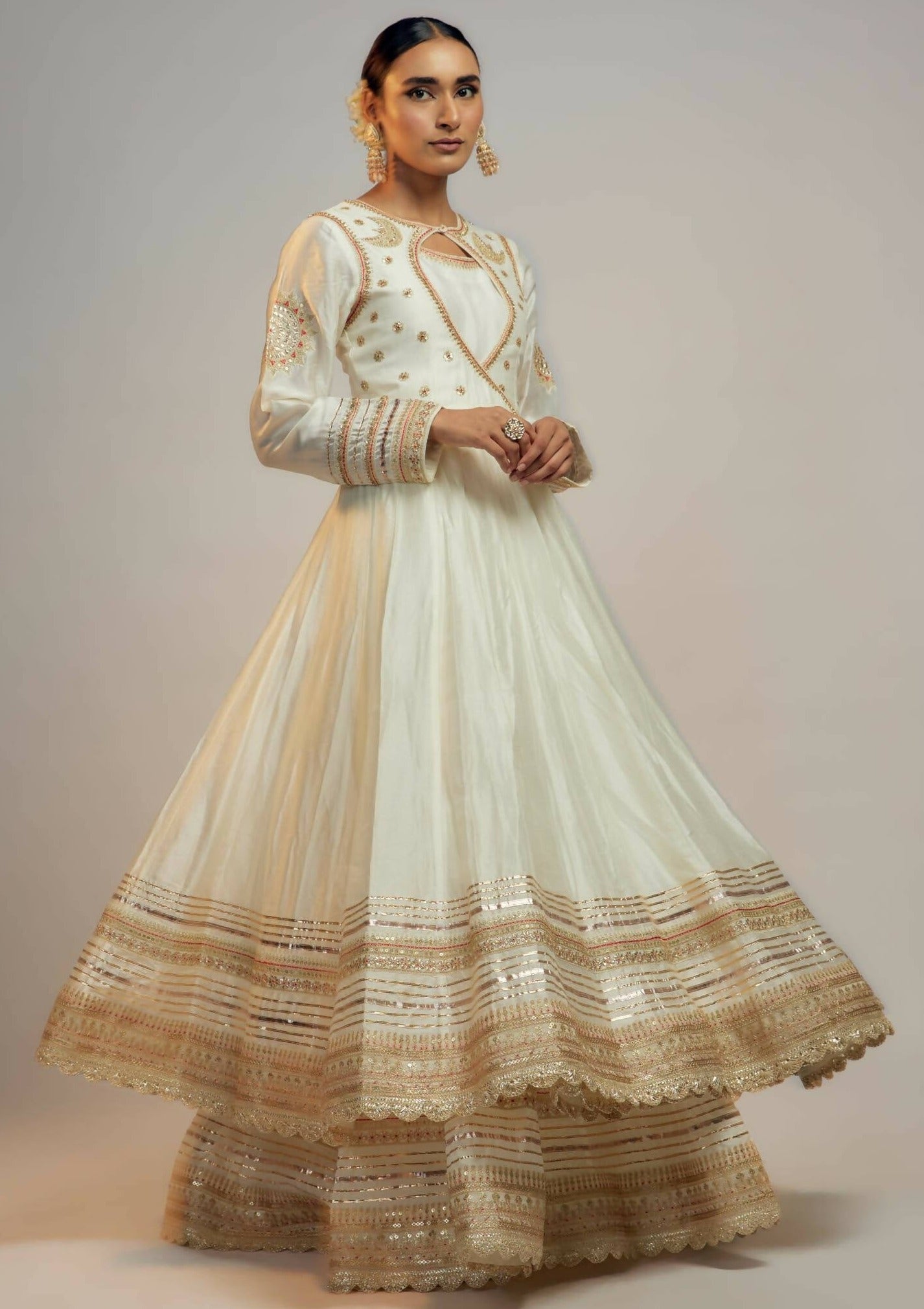 Meera White Anarkali Set