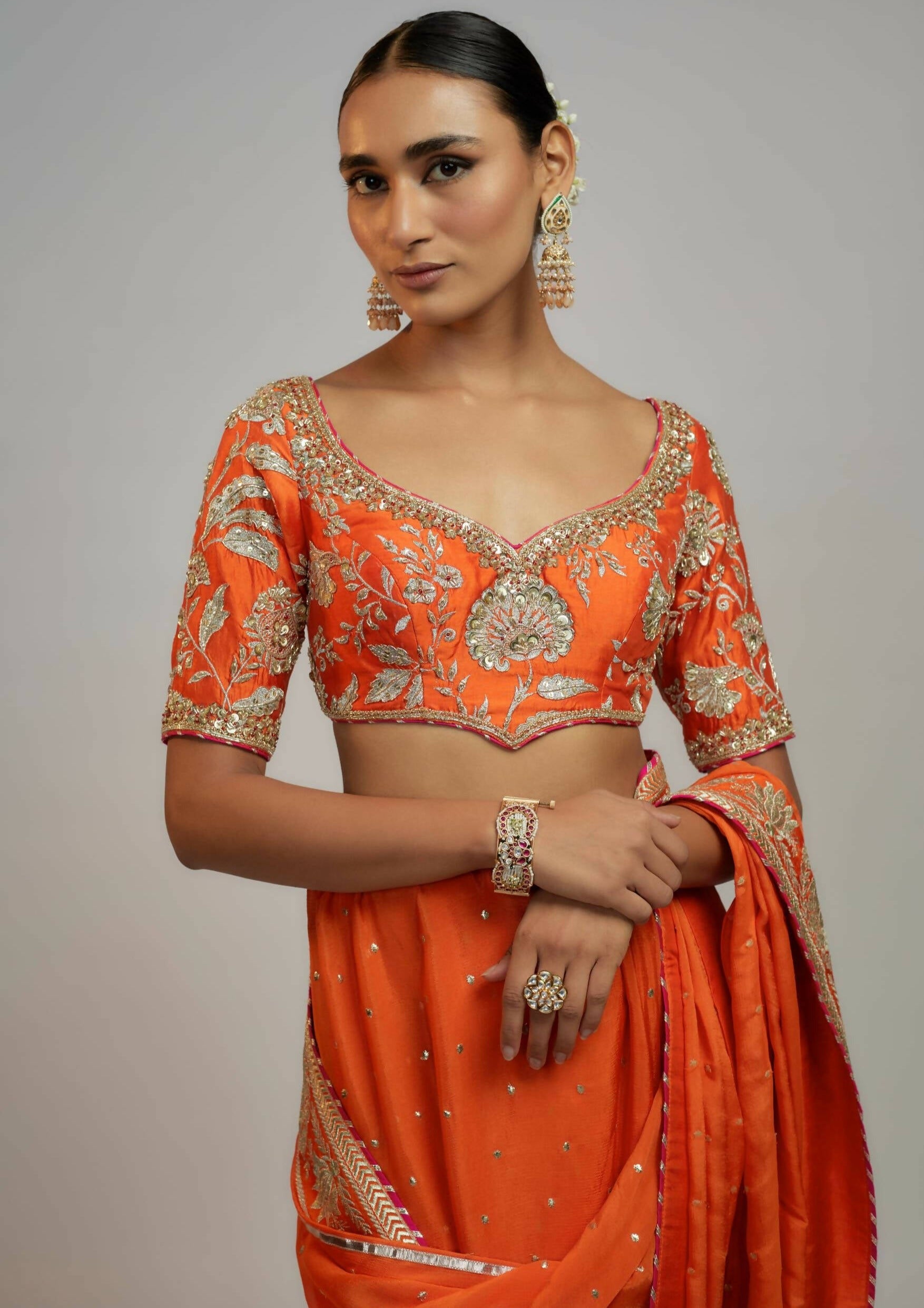 Fez Orange Sari Set