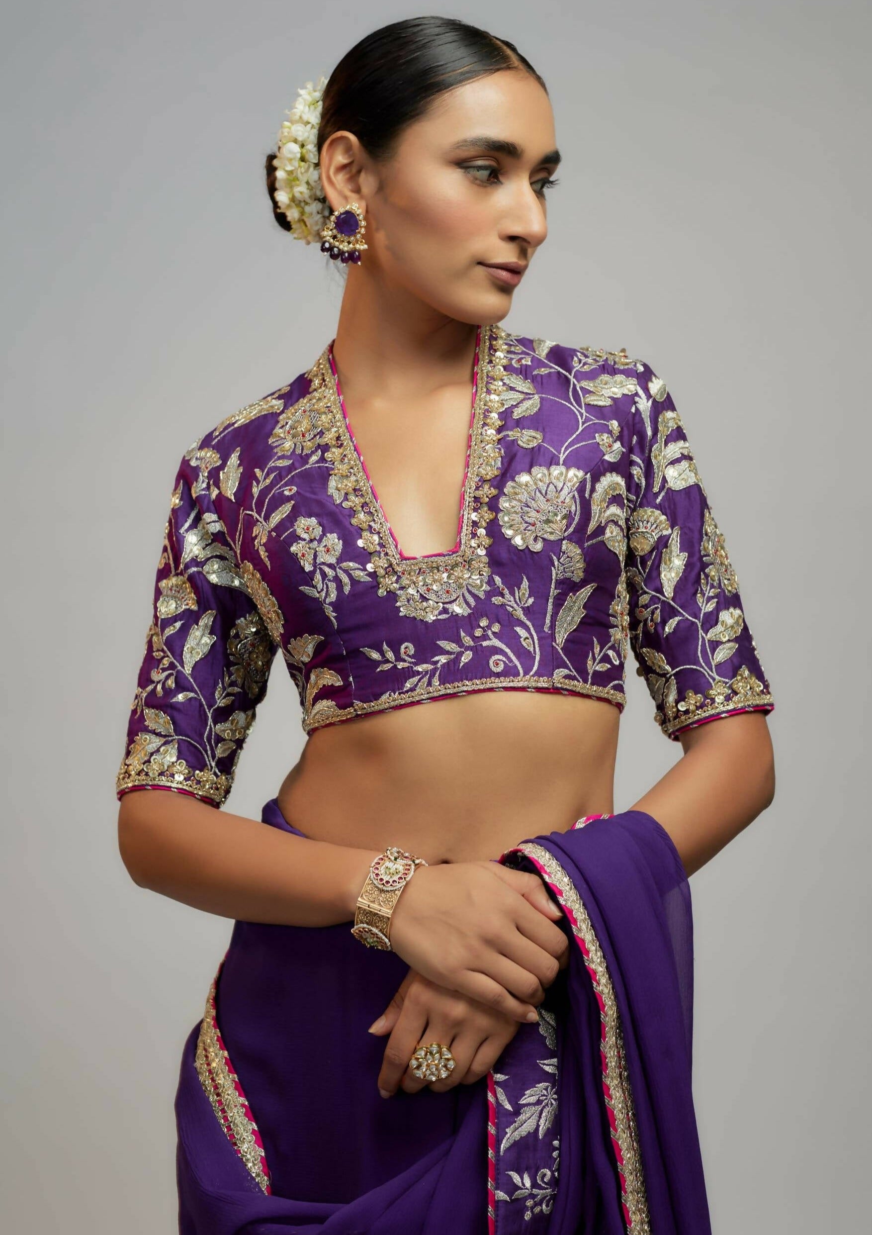 Myra Purple Sari Set