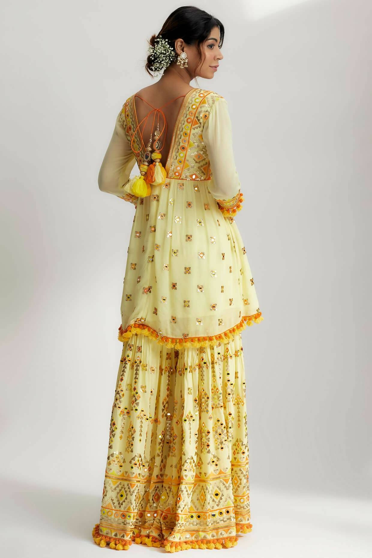 Yellow Sophie Peplum with Sharara Set