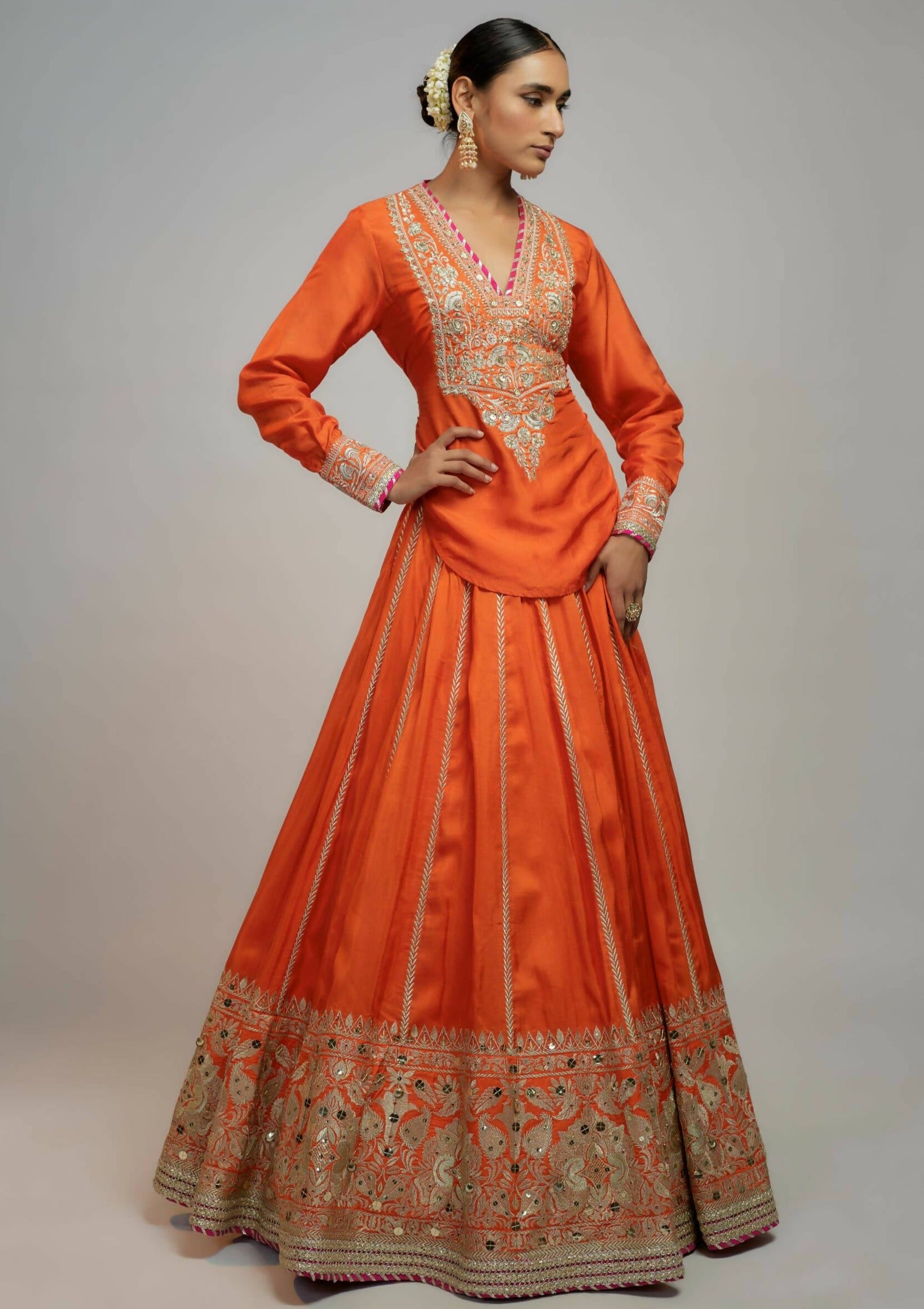 Zeel Orange Skirt Set