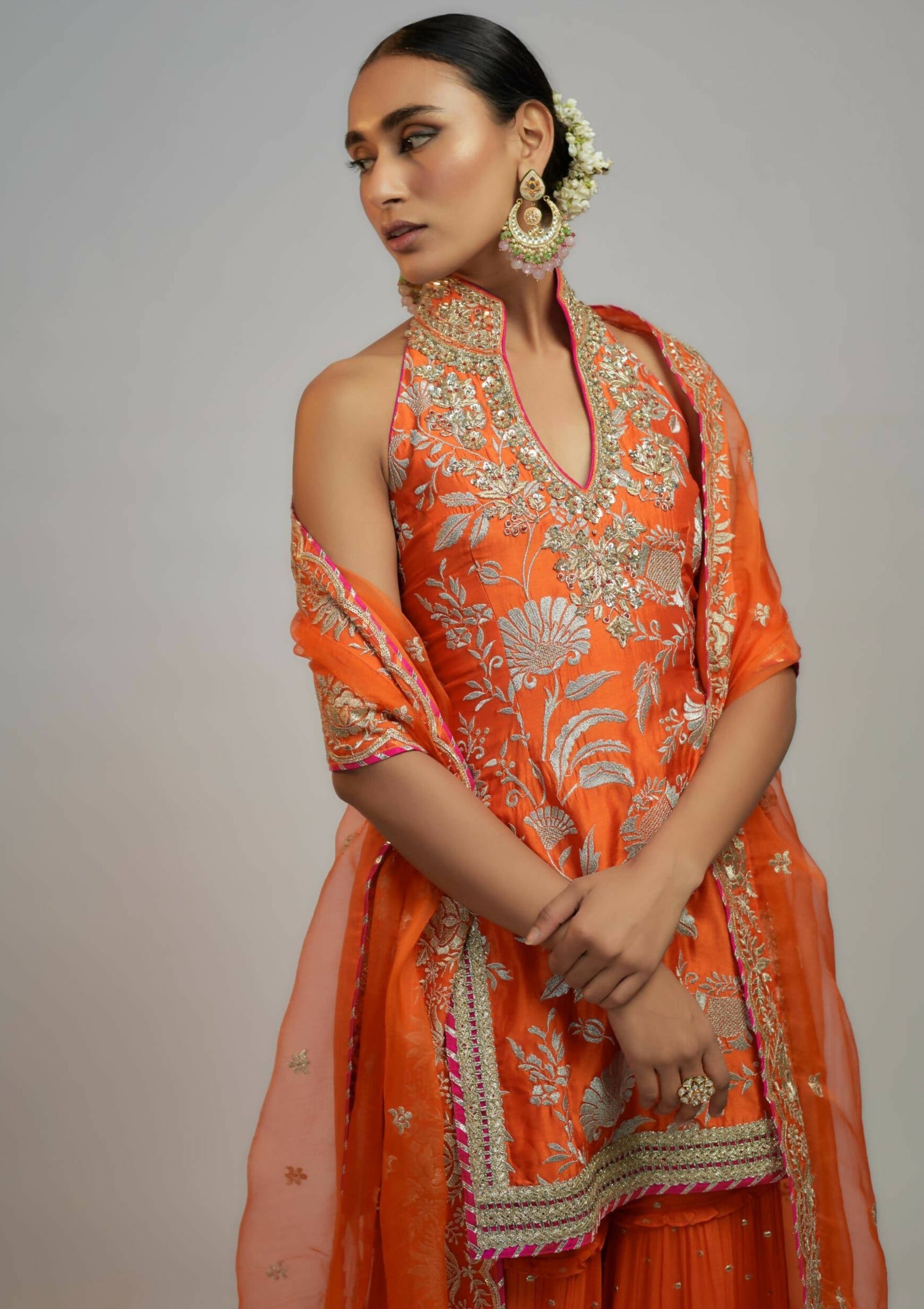 Sitara Orange Sharara Set