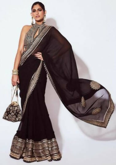 Anupa Black Sari Set