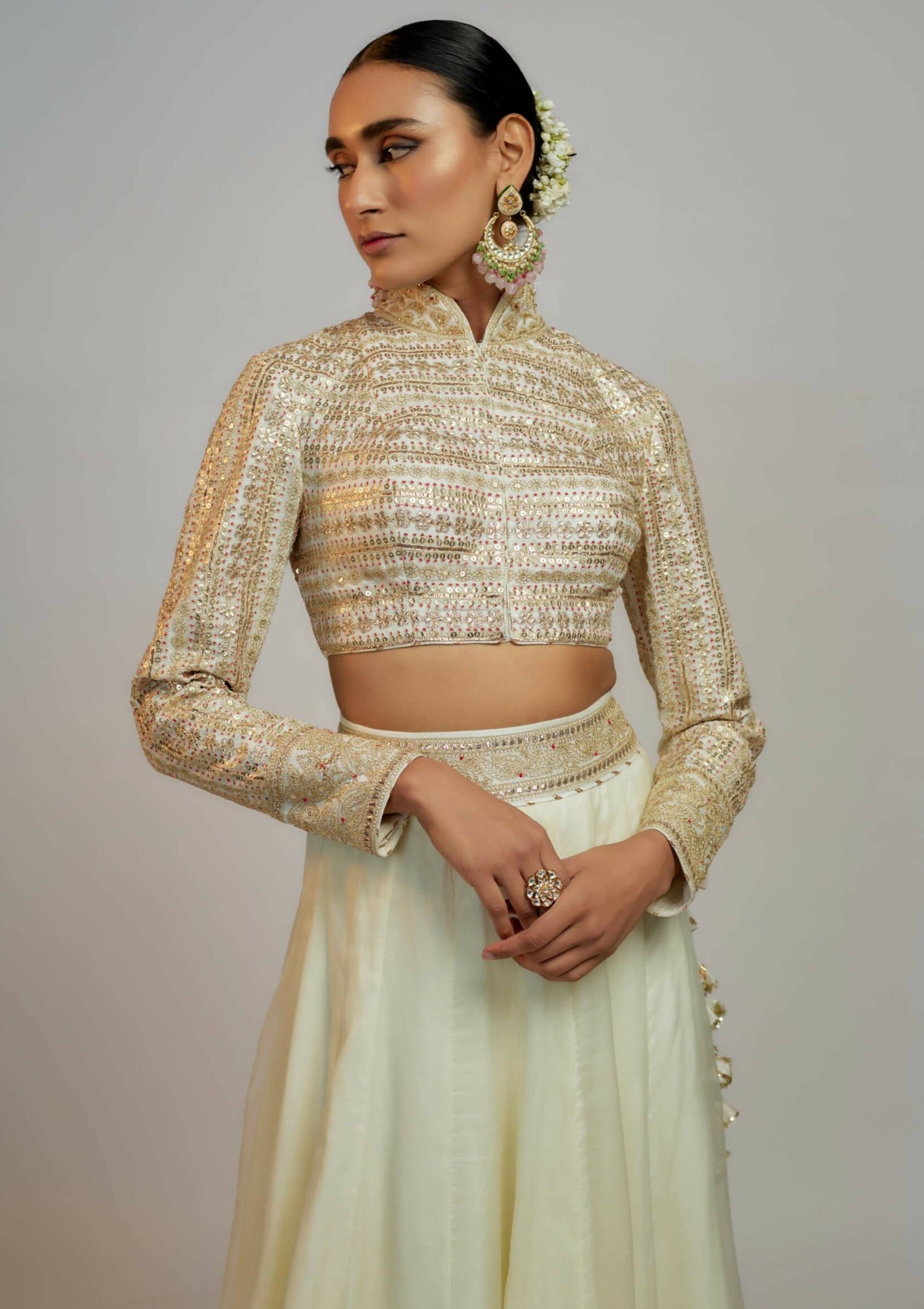 Shaziya White Skirt Set