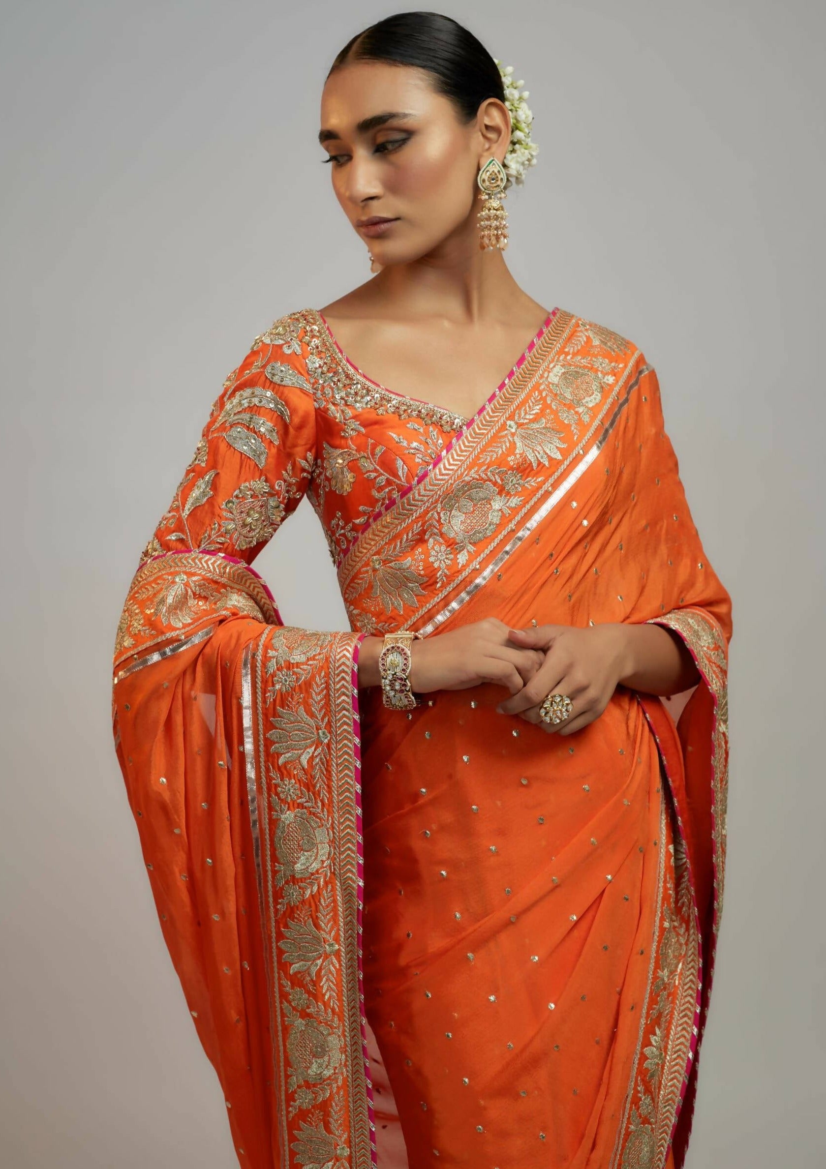 Fez Orange Sari Set