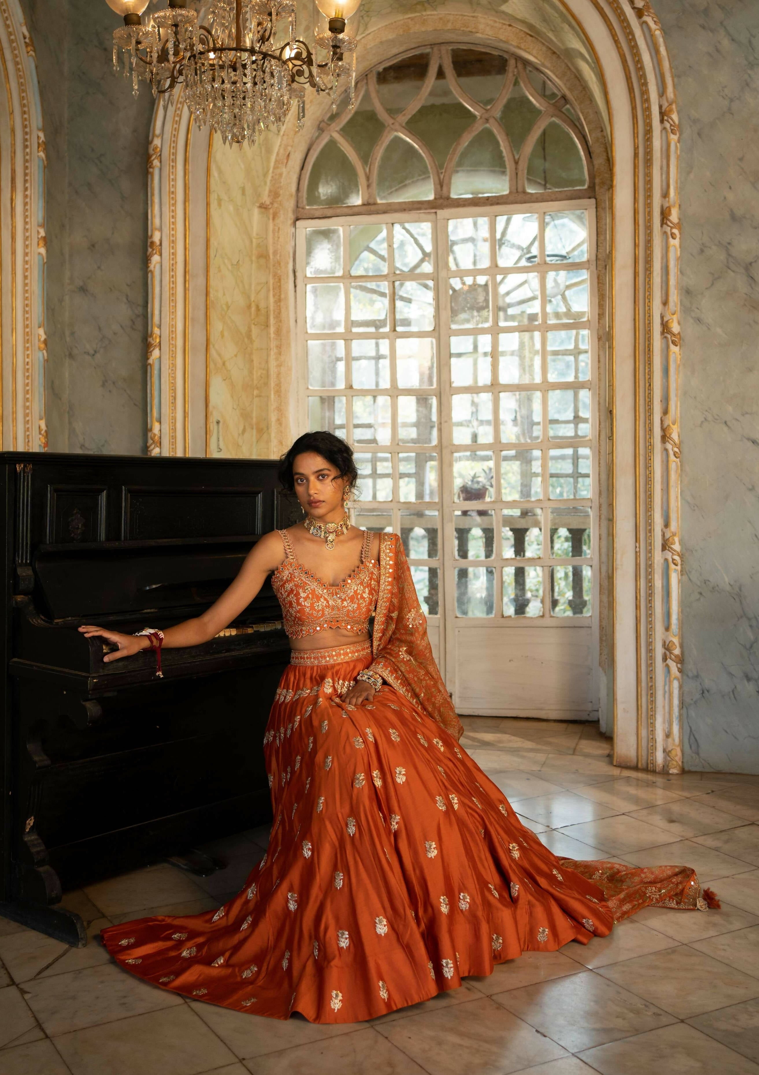 Burnt Orange Lehenga Set