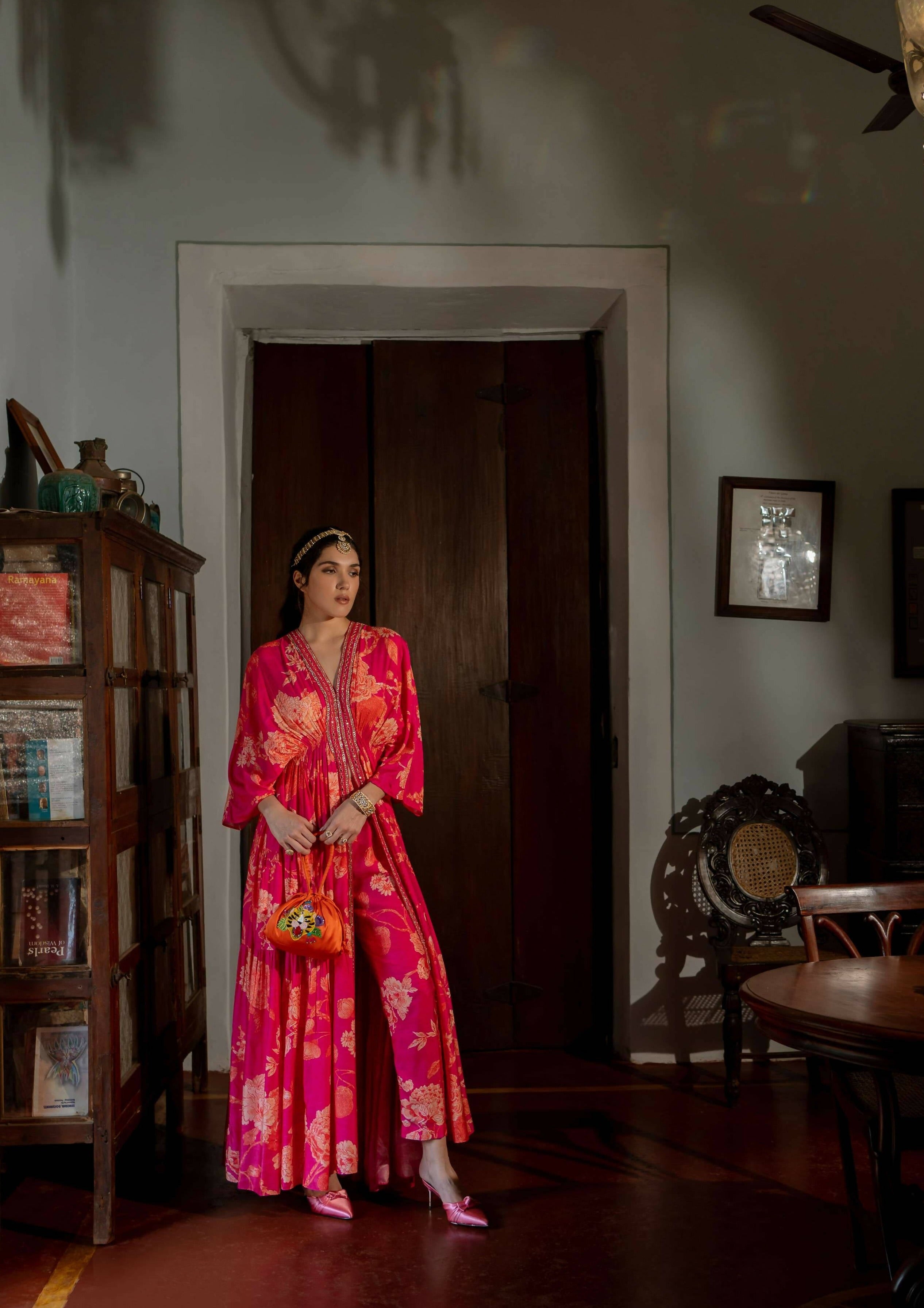 Flourishing Floral Jaal Kaftan Set