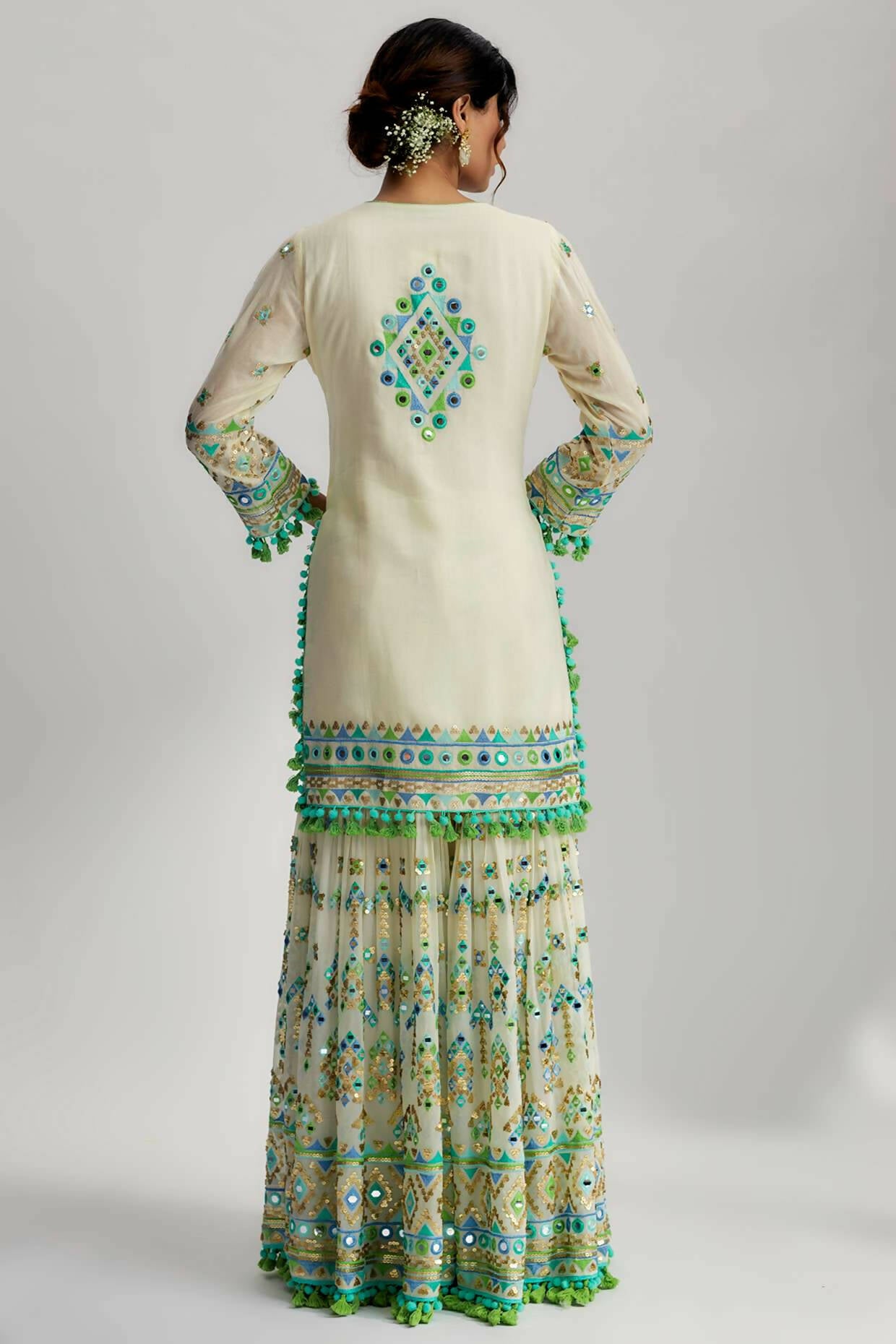 Ivory Friya Short Kurta Sharara Set