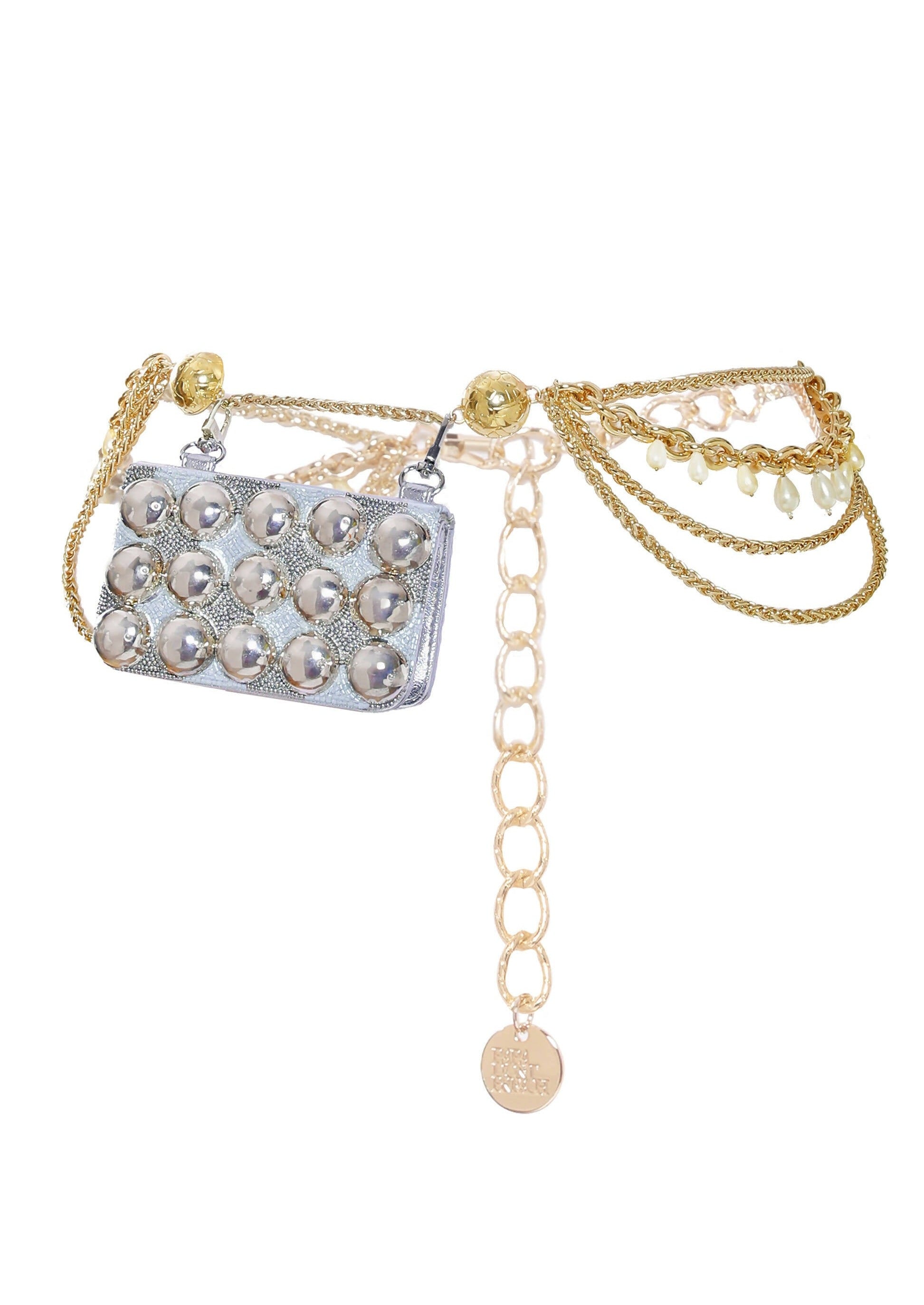 Silver Studded Chain-Link Belt Bag