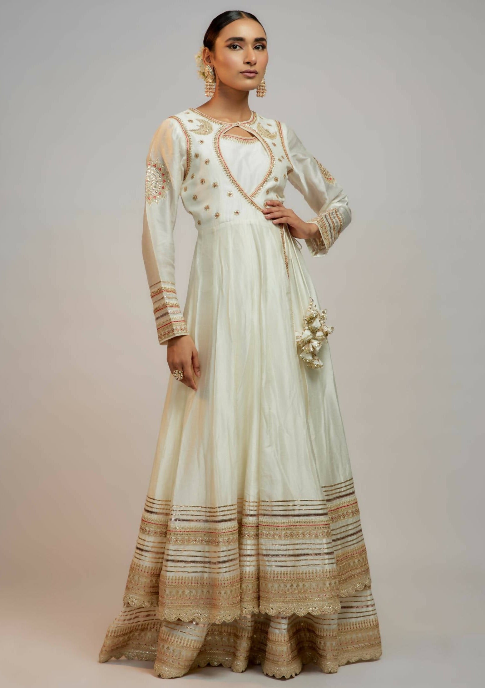 Meera White Anarkali Set