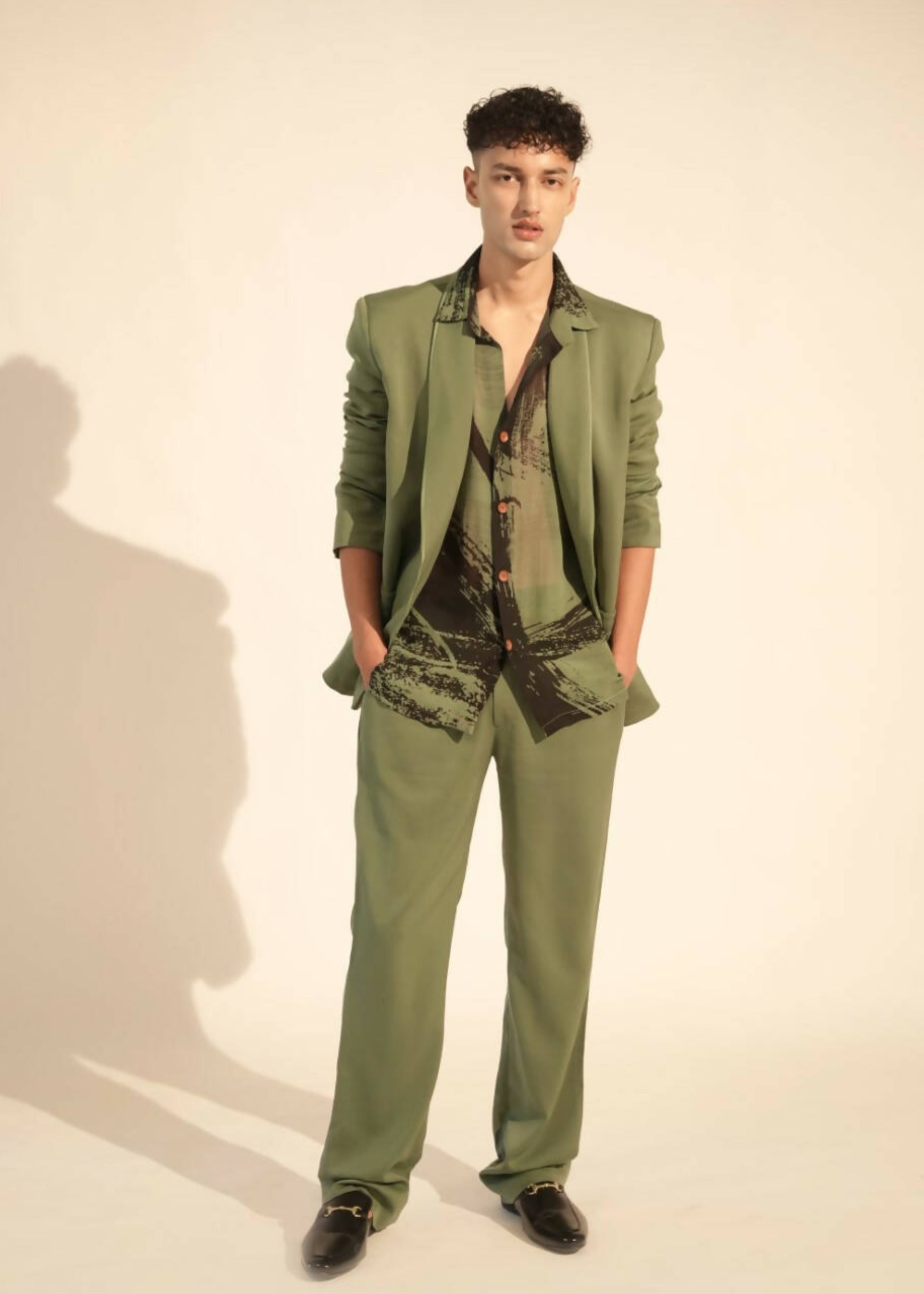 Jade Pantsuit with Tie-up Belt