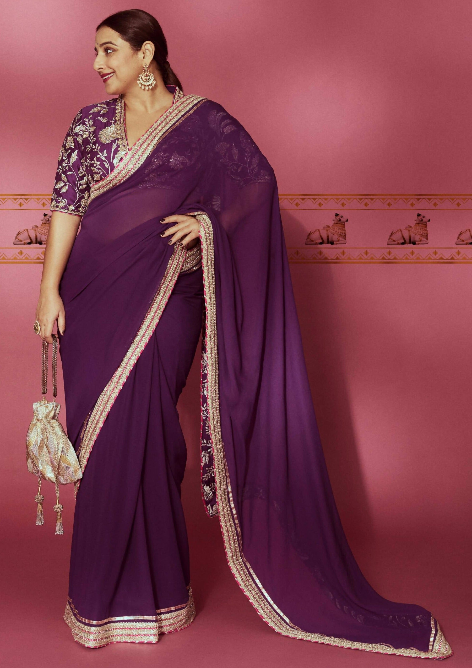 Myra Purple Sari Set