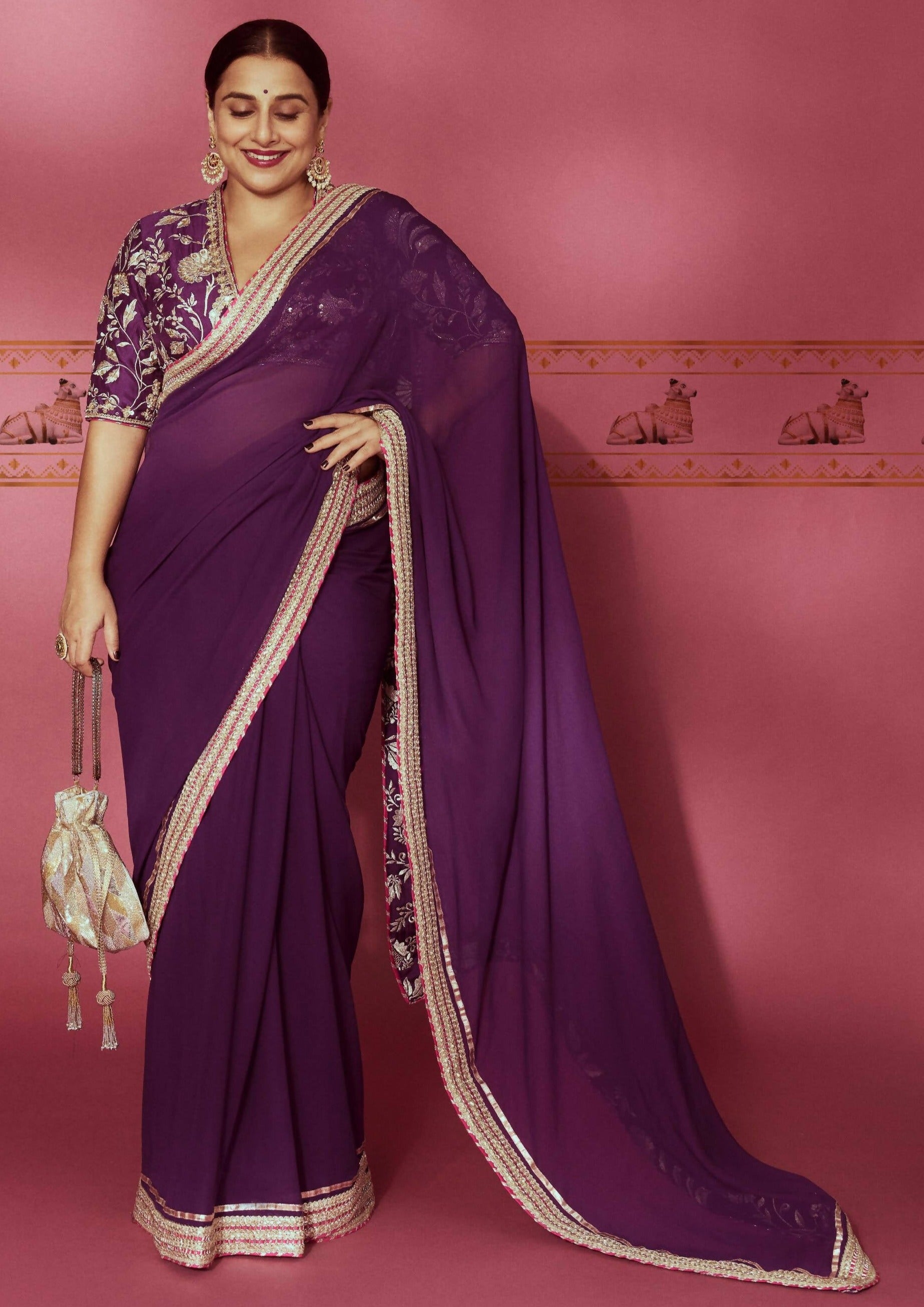 Myra Purple Sari Set