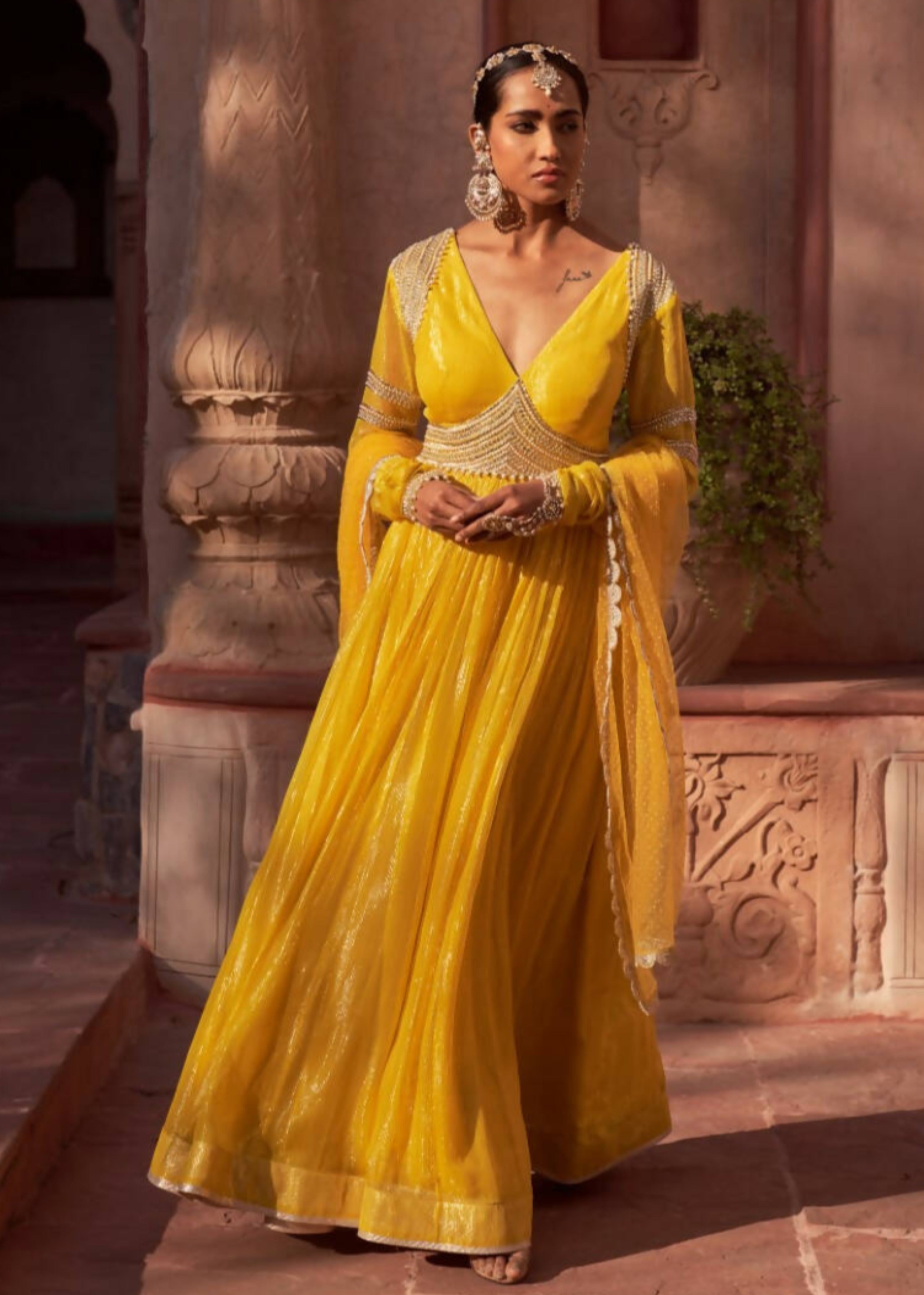 Yellow Basant Rani Anarkali