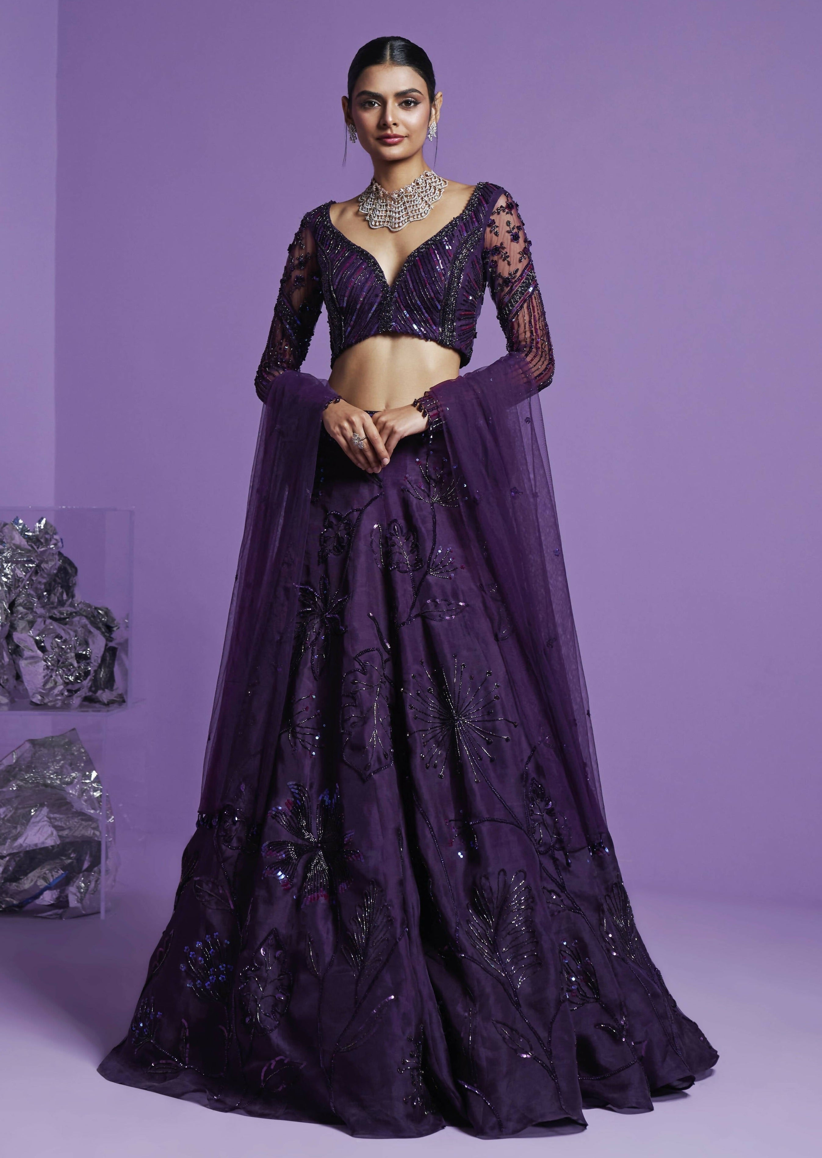 Stellar Purple Lehenga Set M / Purple Stellar Purple Lehenga Set M / Purple