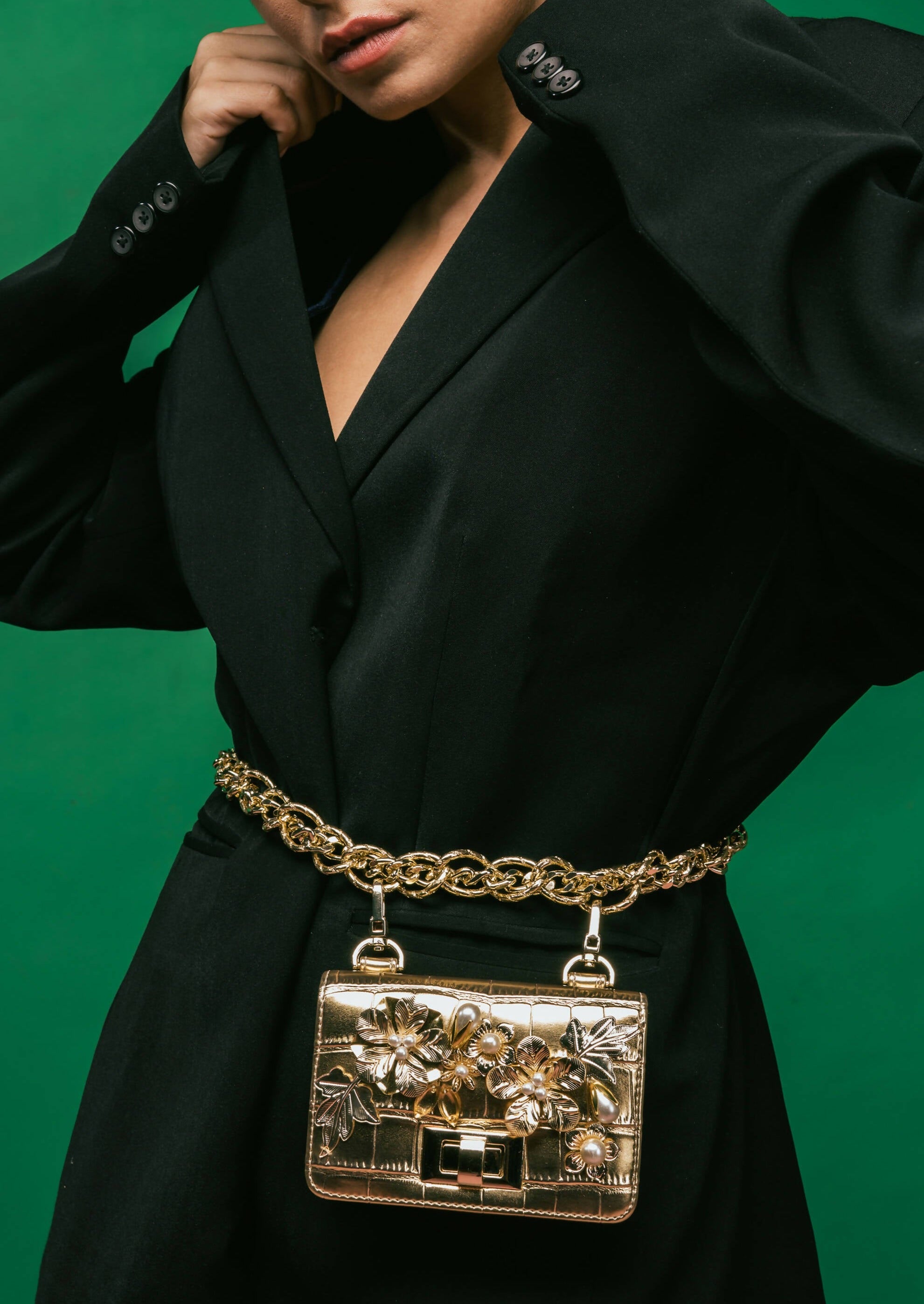 24k Gold Chain-Link Belt Bag