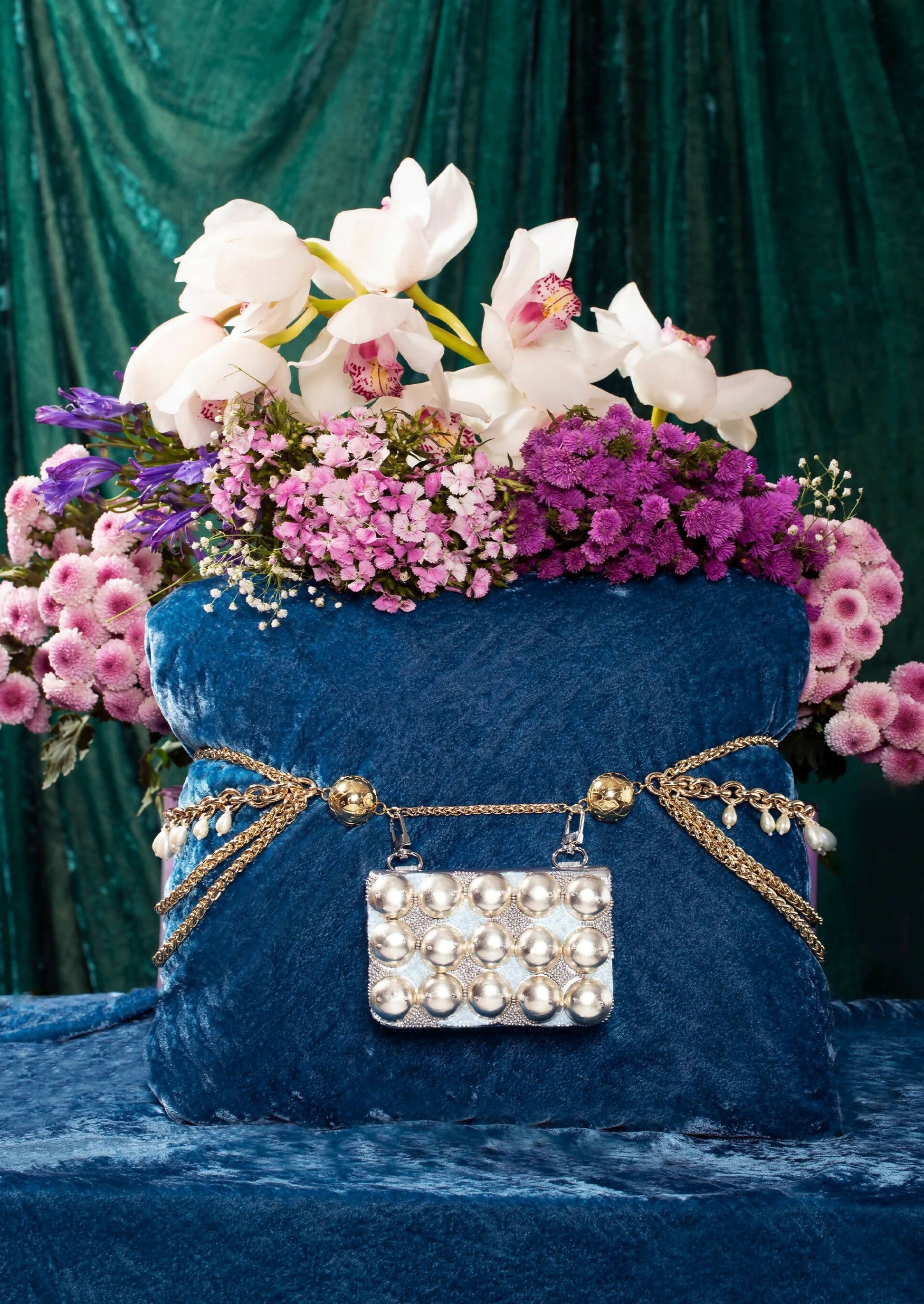 Silver Studded Chain-Link Belt Bag