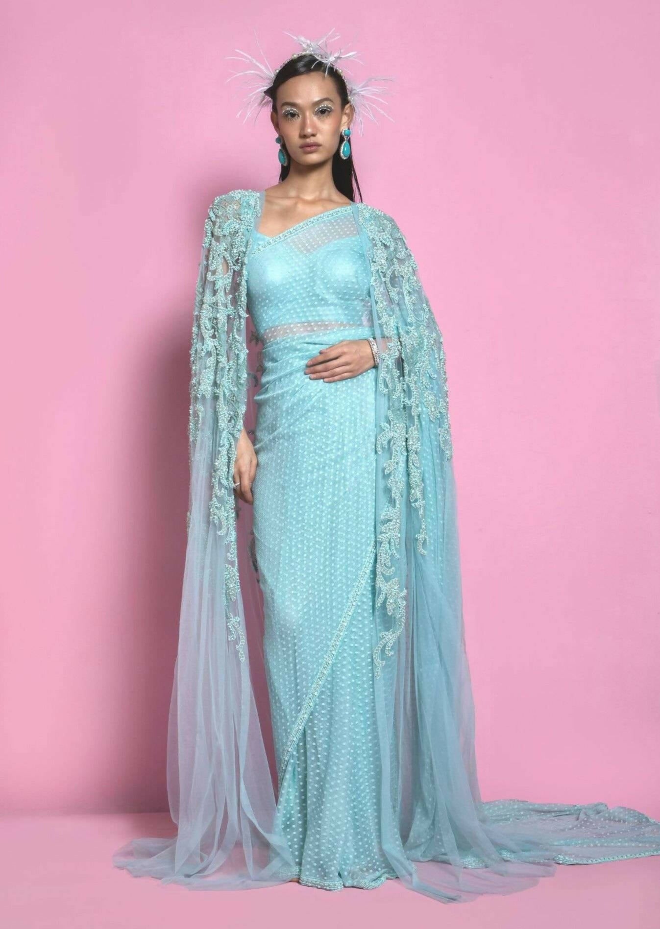 Atlantis Cape Sari Set (Blue)