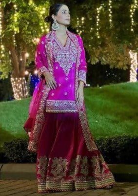 Hina Khan Purple Sharara Set