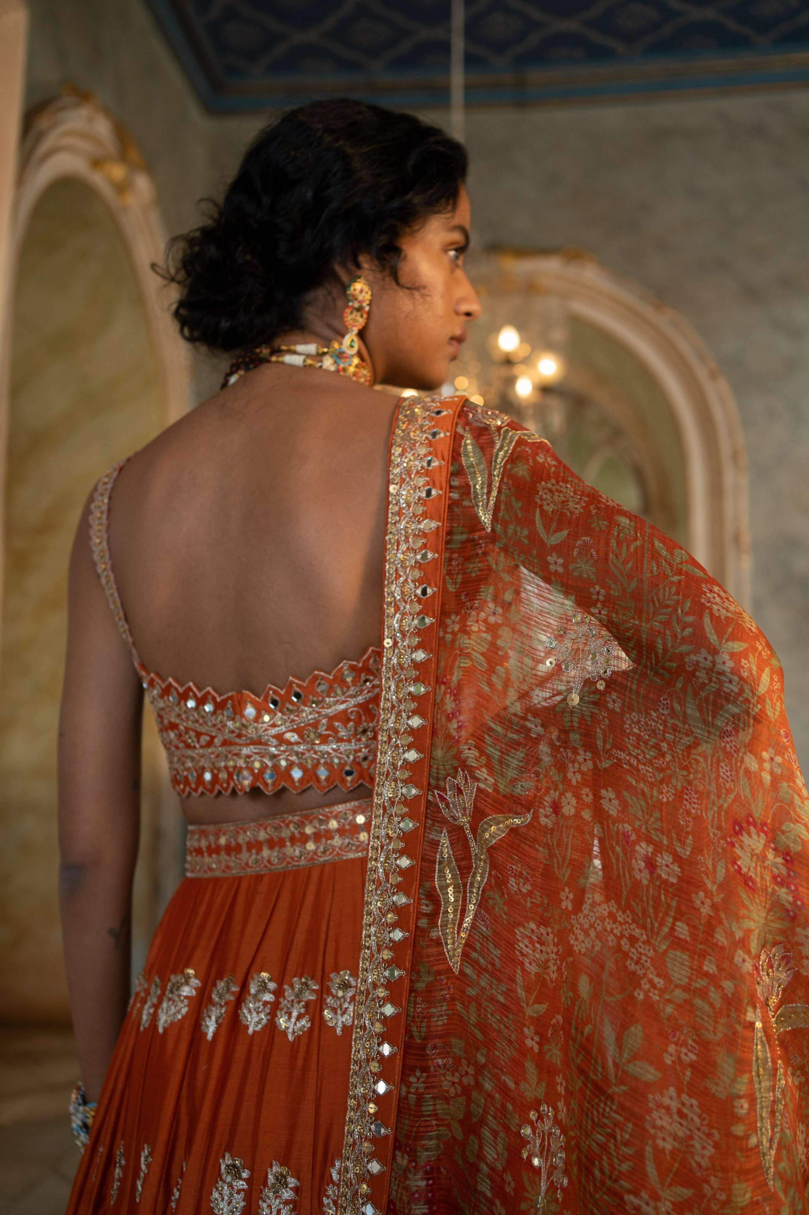 Burnt Orange Lehenga Set