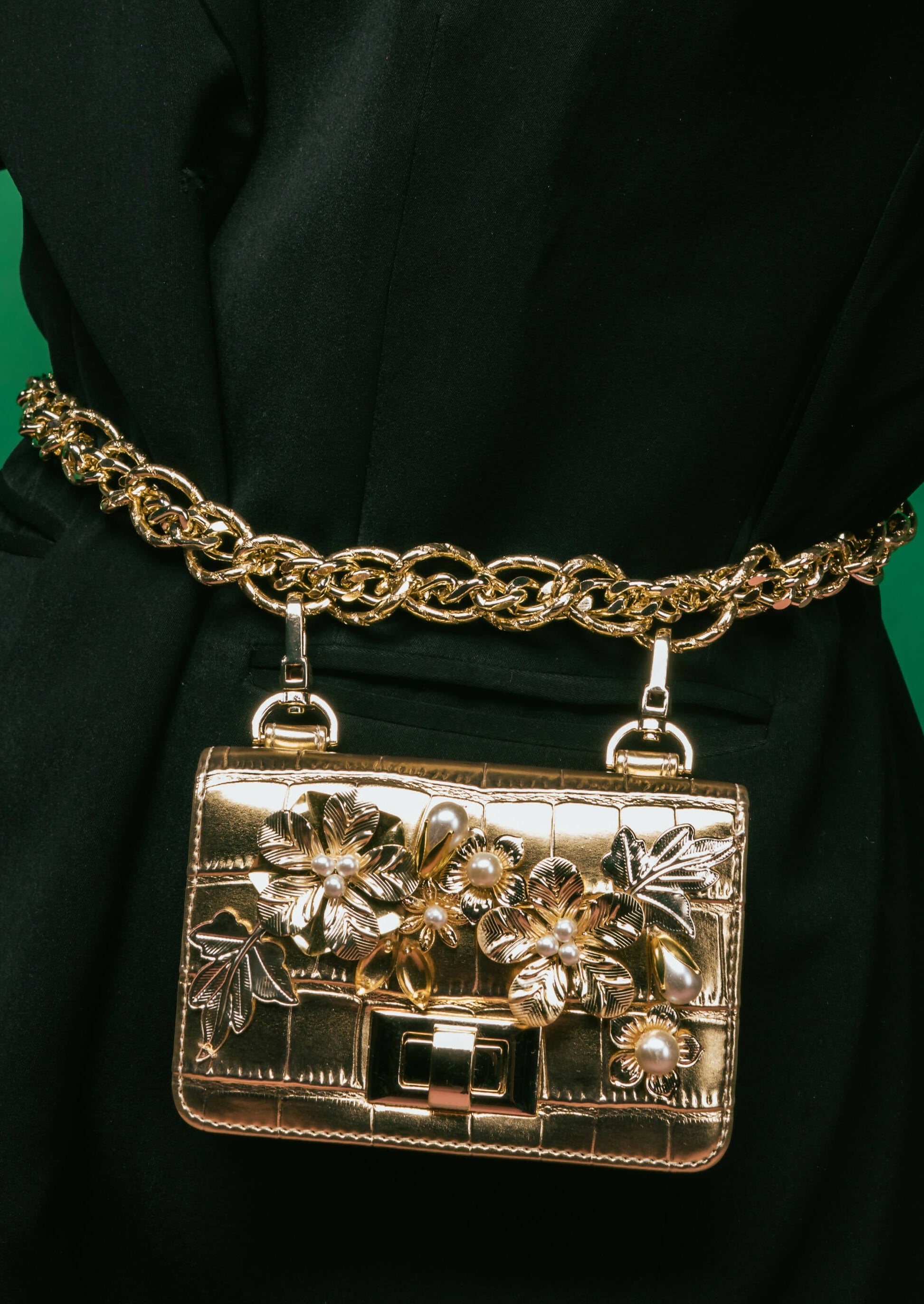 24k Gold Chain-Link Belt Bag