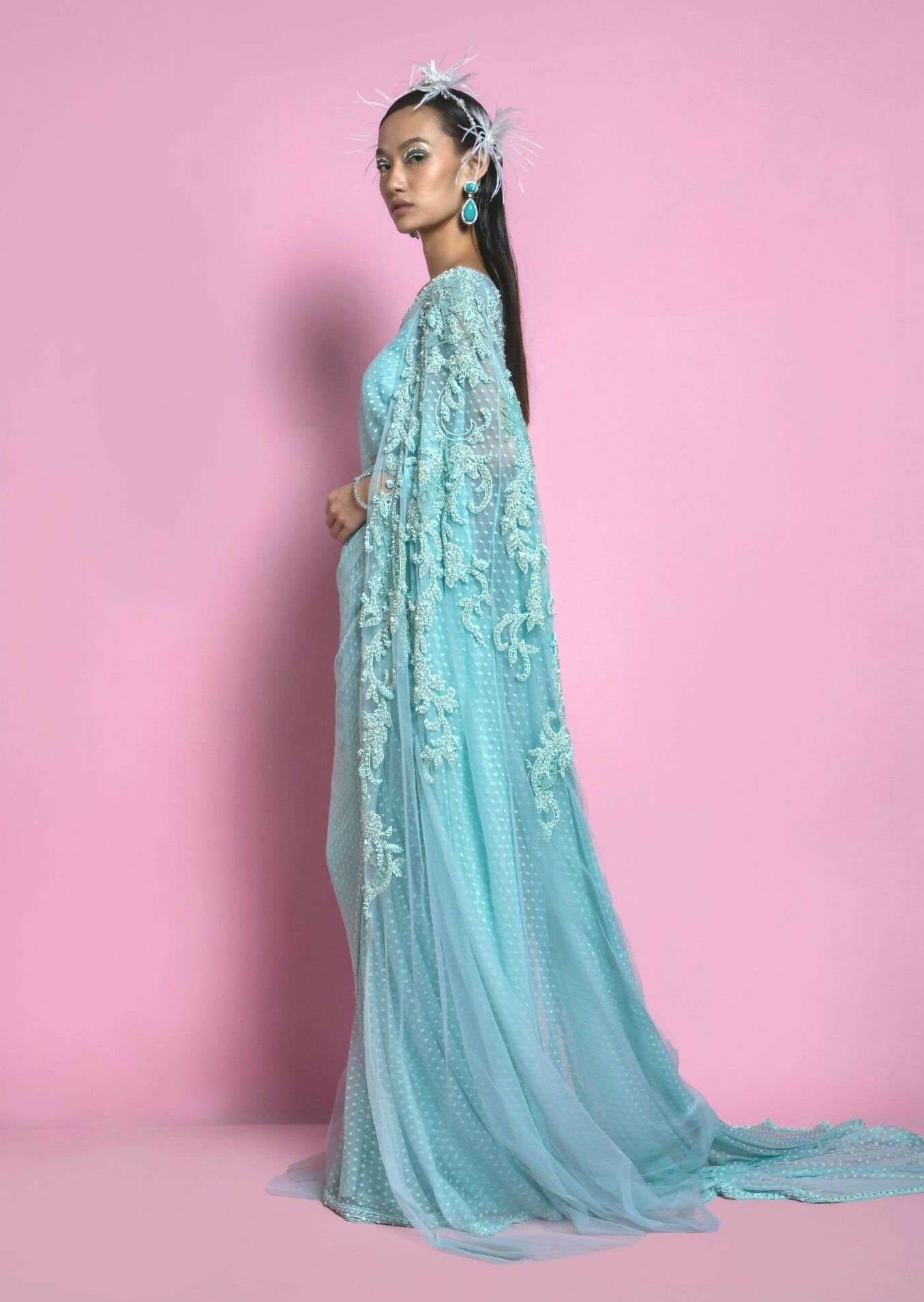 Atlantis Cape Sari Set (Blue)